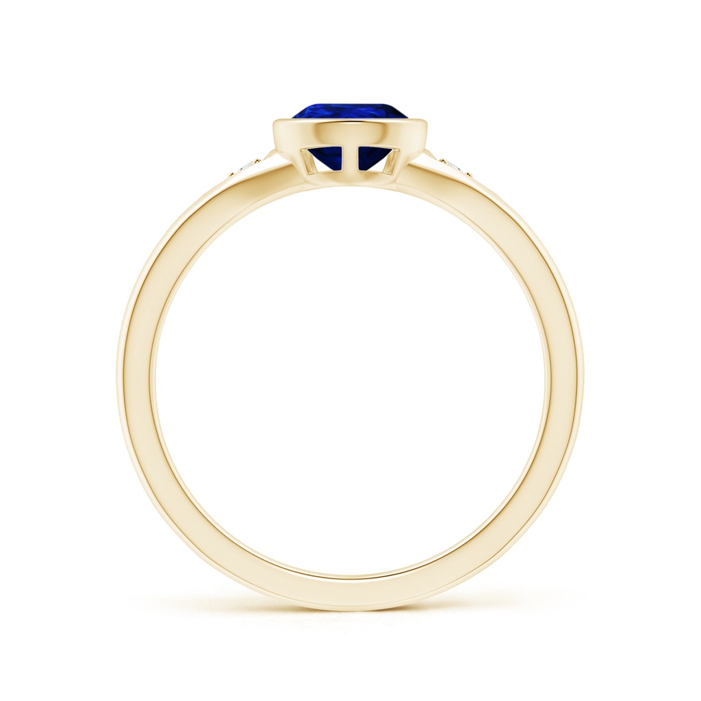 8x6mm AAAA Bezel-Set Pear-Shaped Sapphire Ring with Diamonds in Yellow Gold Side 1