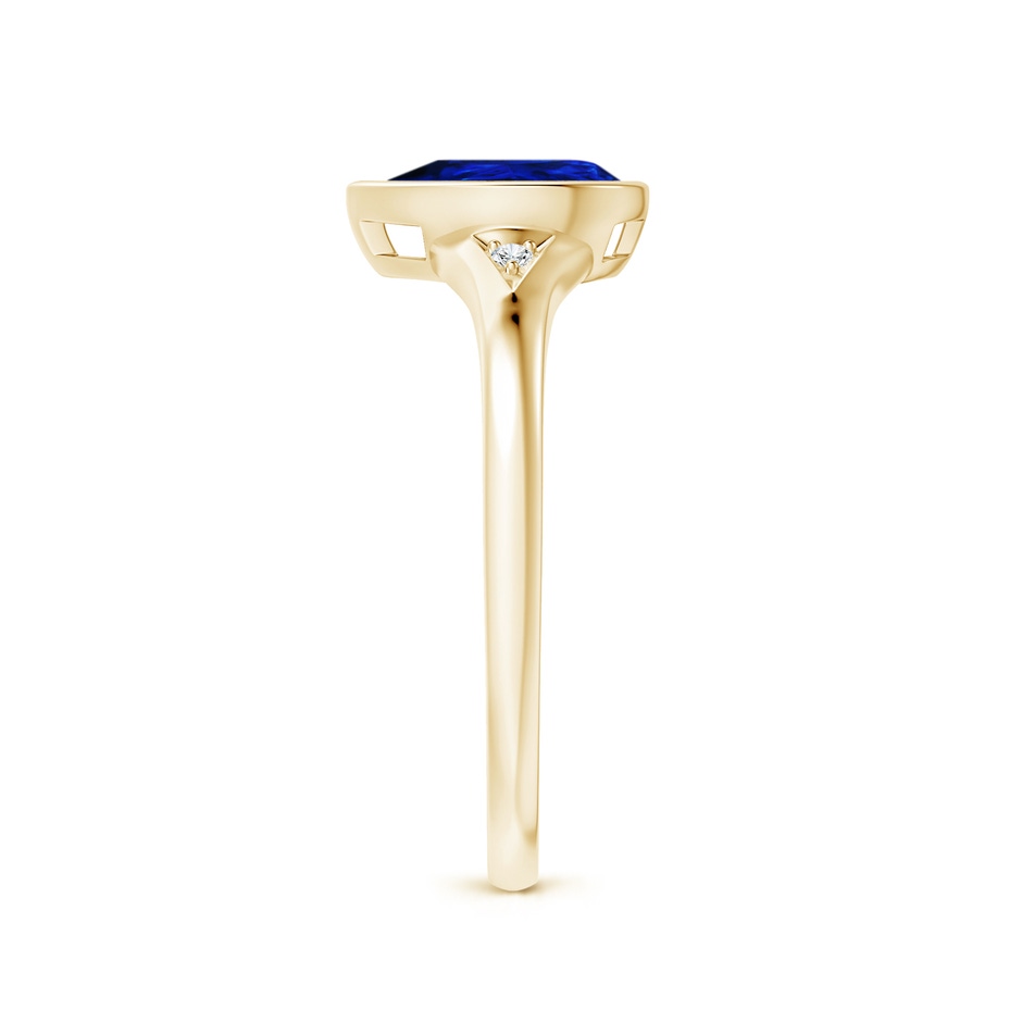8x6mm AAAA Bezel-Set Pear-Shaped Sapphire Ring with Diamonds in Yellow Gold side 2
