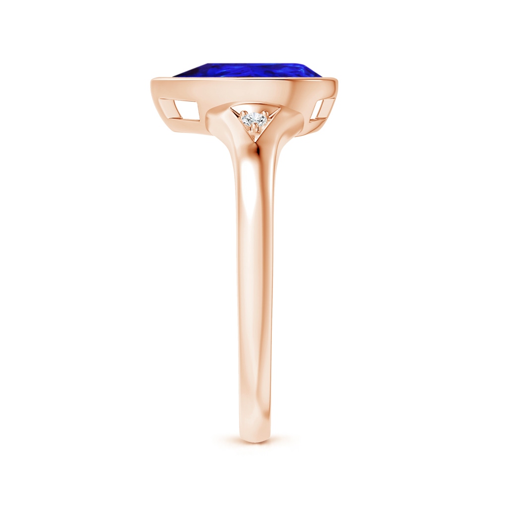 10x7mm AAAA Bezel-Set Pear-Shaped Tanzanite Ring with Diamonds in Rose Gold Side 2