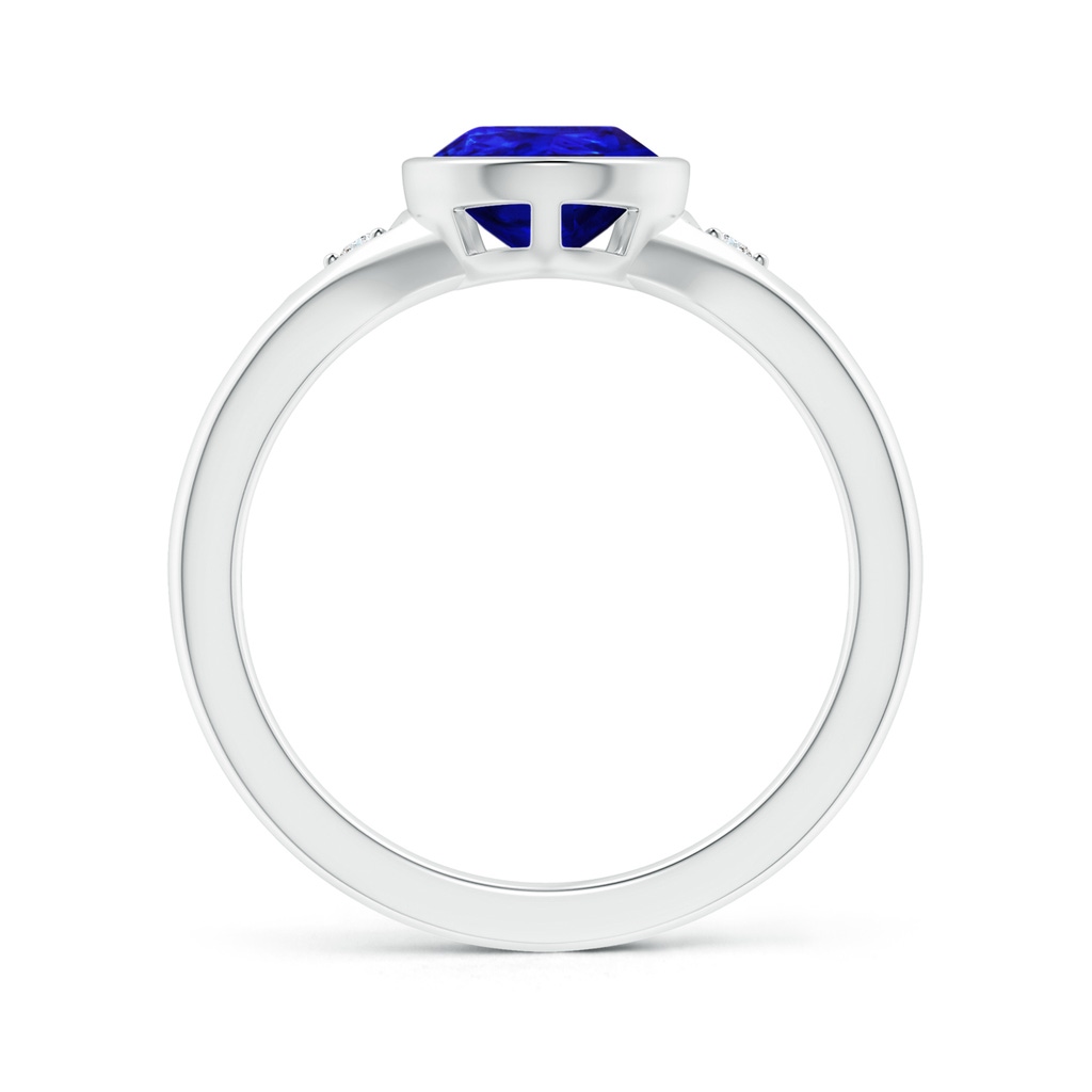 10x7mm AAAA Bezel-Set Pear-Shaped Tanzanite Ring with Diamonds in White Gold Side 1