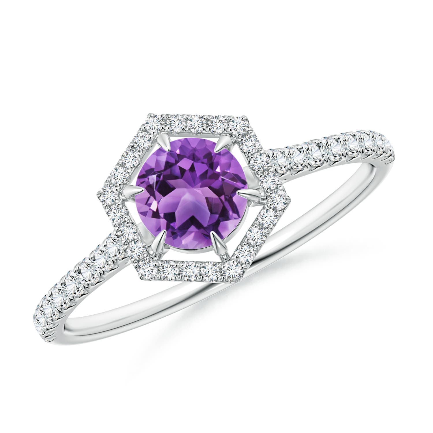 AA - Amethyst / 0.71 CT / 14 KT White Gold