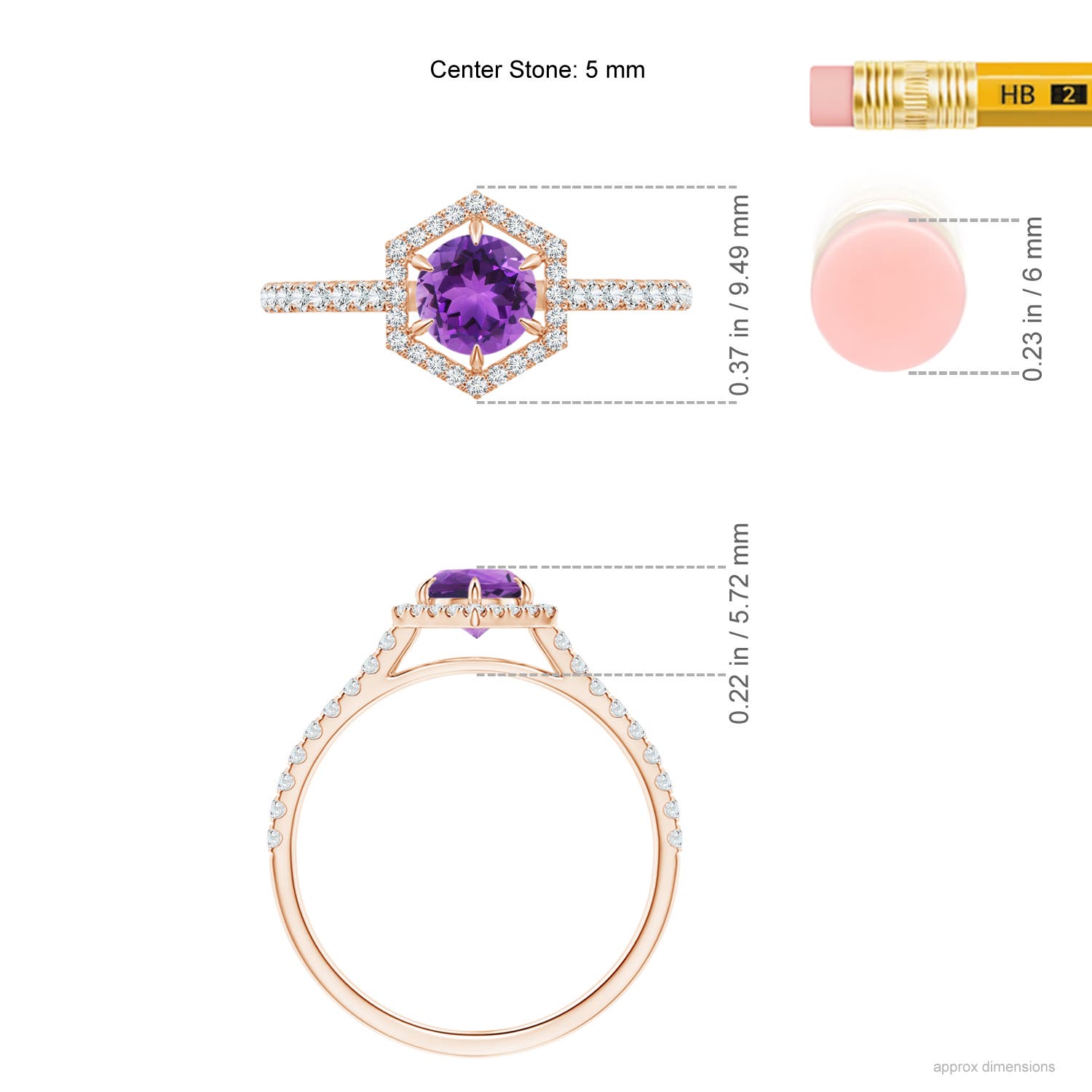 AAA - Amethyst / 0.71 CT / 14 KT Rose Gold