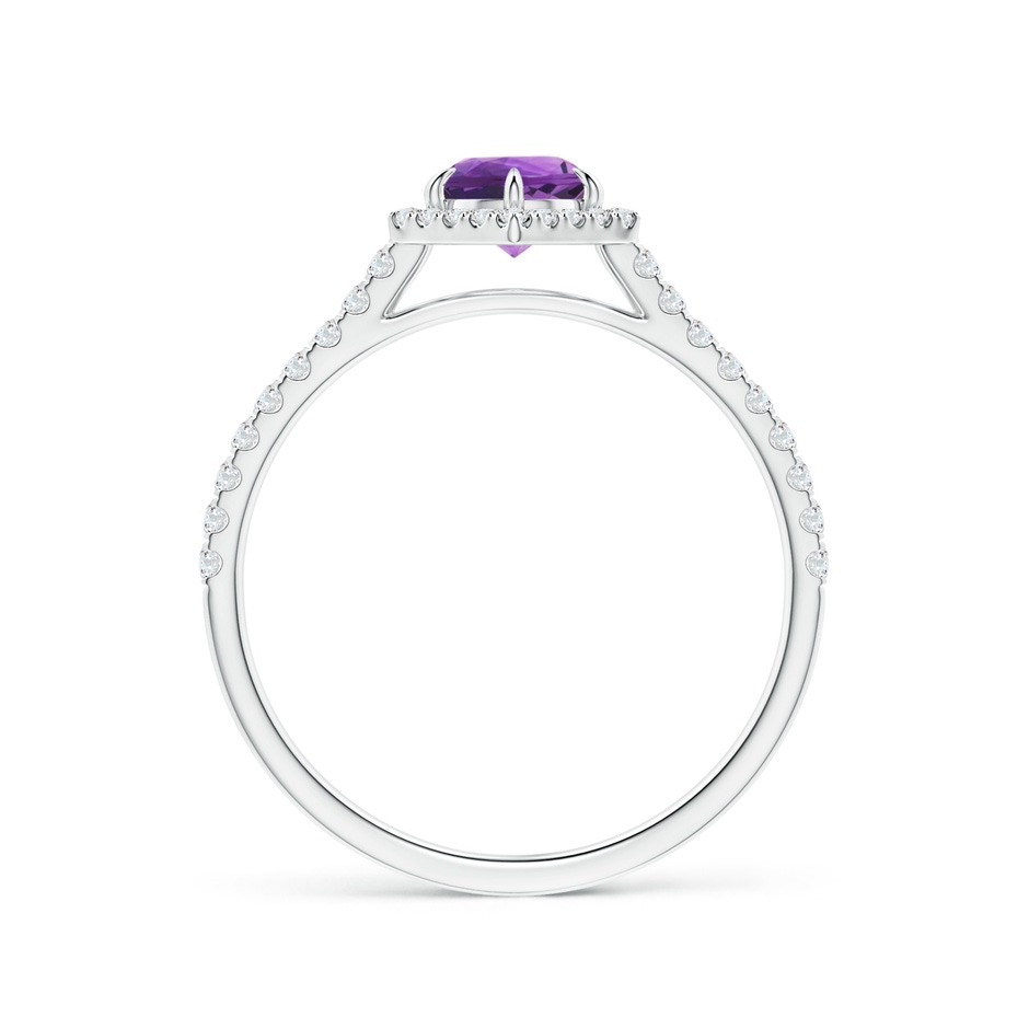 5mm AAA Round Amethyst Ring with Hexagonal Diamond Halo in White Gold Side 1