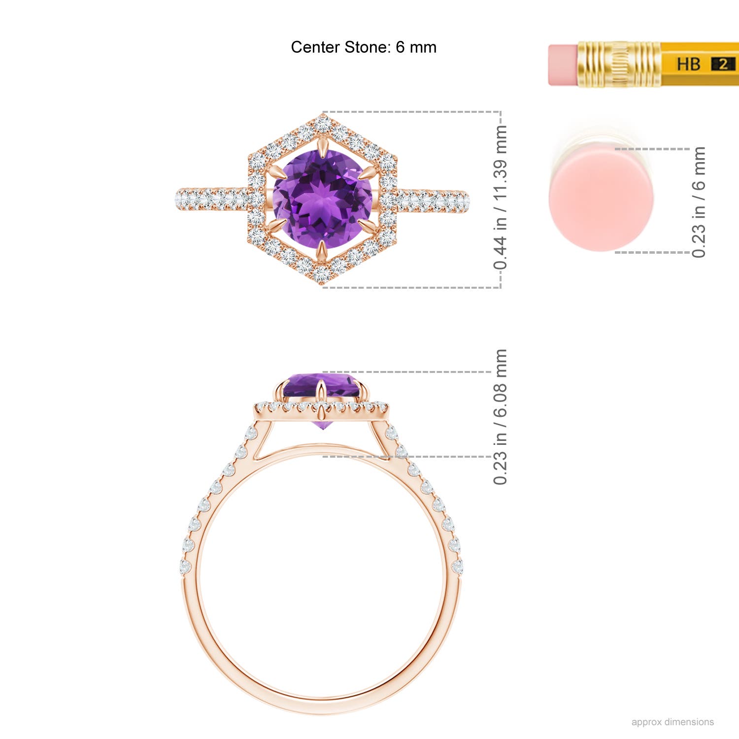 AAA - Amethyst / 1.14 CT / 14 KT Rose Gold