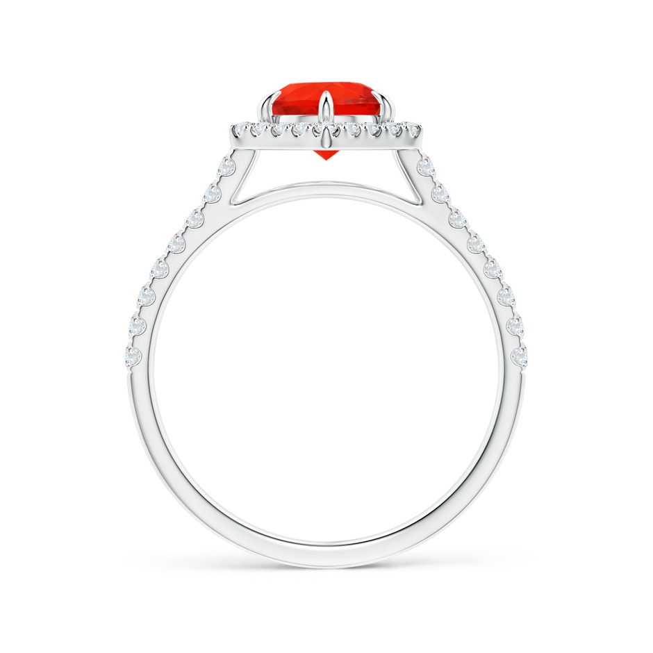 6mm AAAA Round Fire Opal Ring with Hexagonal Diamond Halo in P950 Platinum side 1