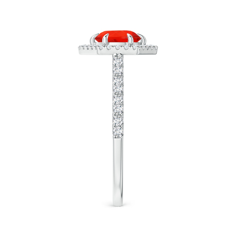 6mm AAAA Round Fire Opal Ring with Hexagonal Diamond Halo in P950 Platinum side 2