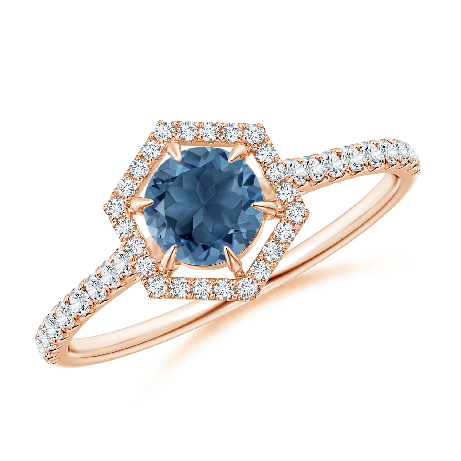 A - London Blue Topaz / 0.85 CT / 14 KT Rose Gold