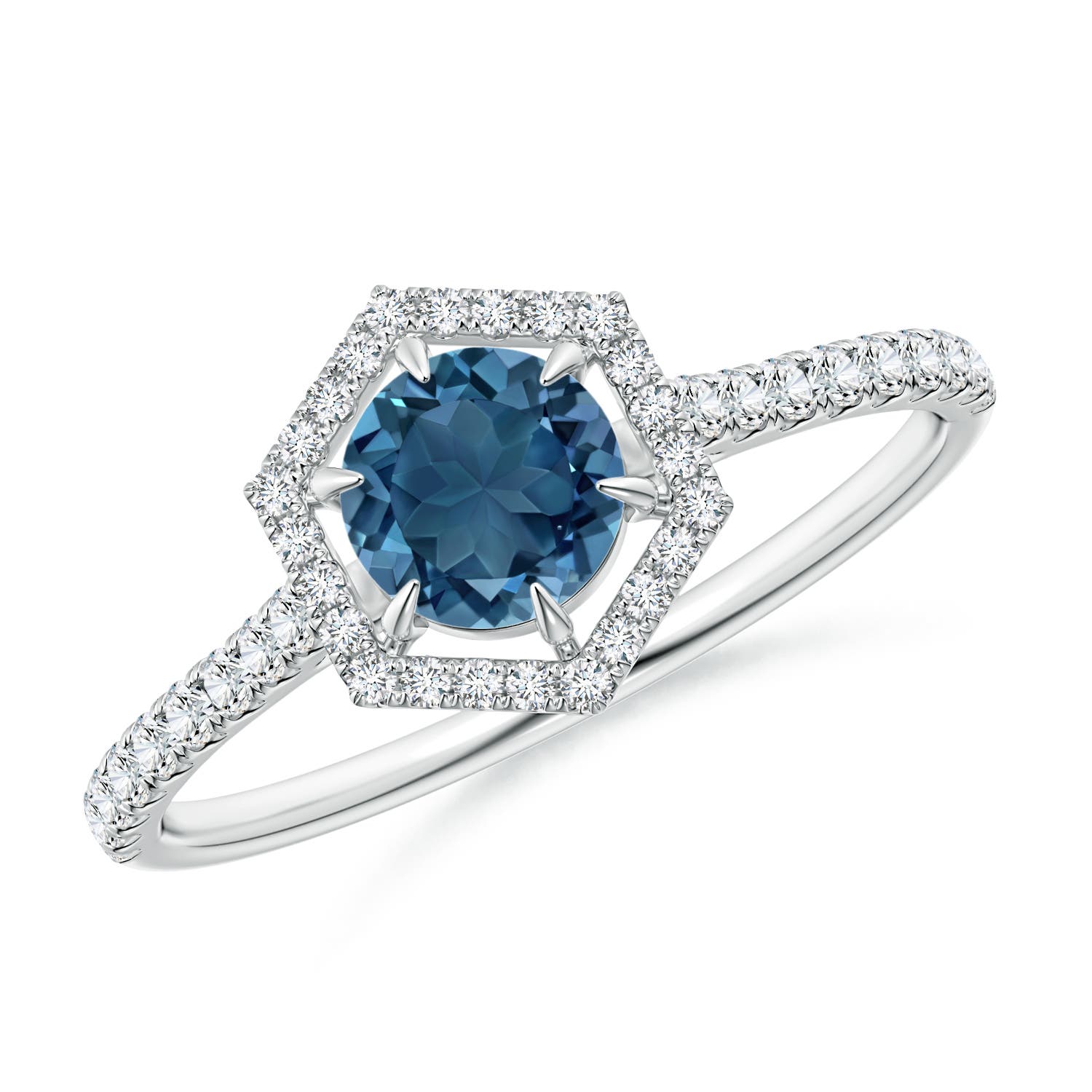 AA - London Blue Topaz / 0.85 CT / 14 KT White Gold