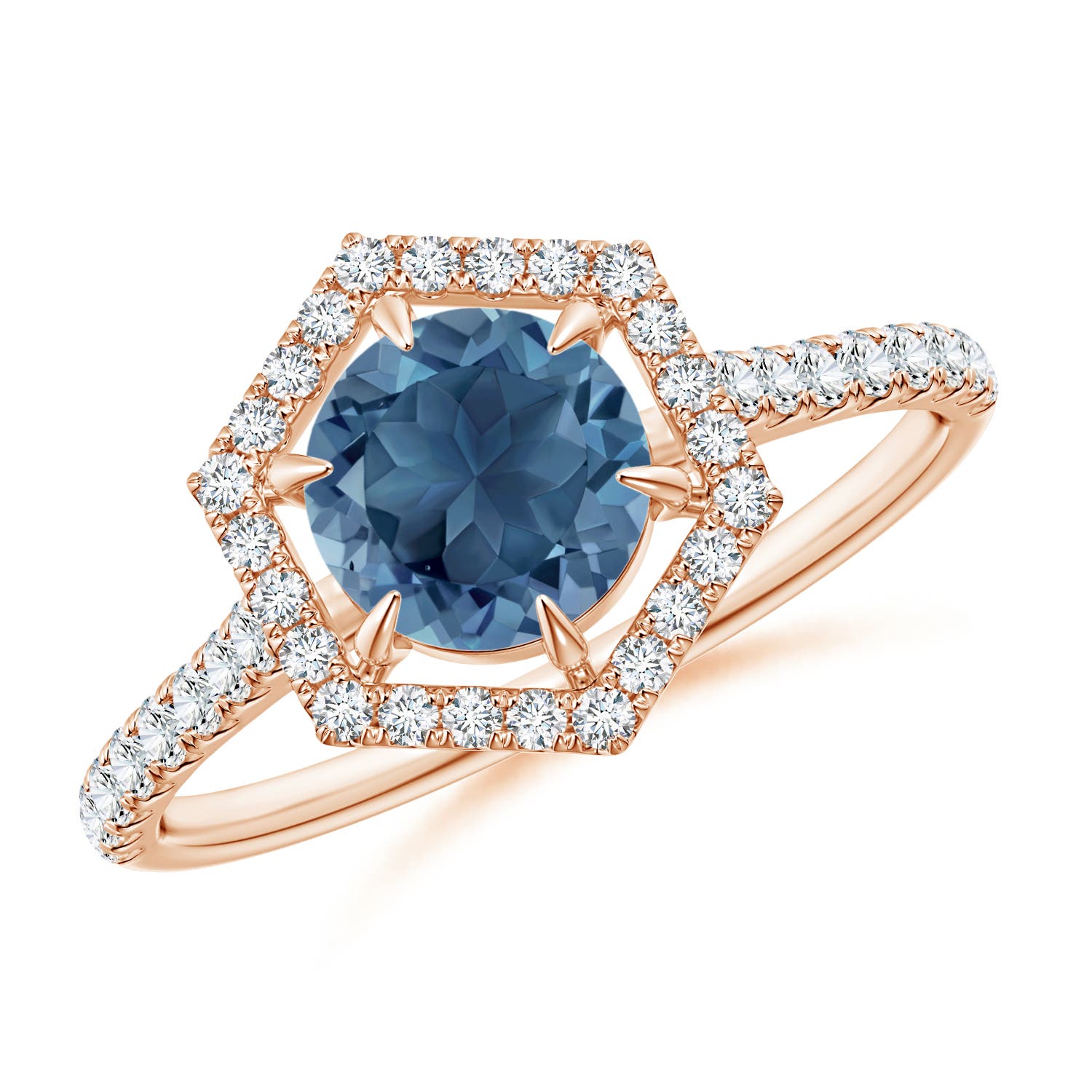 A - London Blue Topaz / 1.29 CT / 14 KT Rose Gold