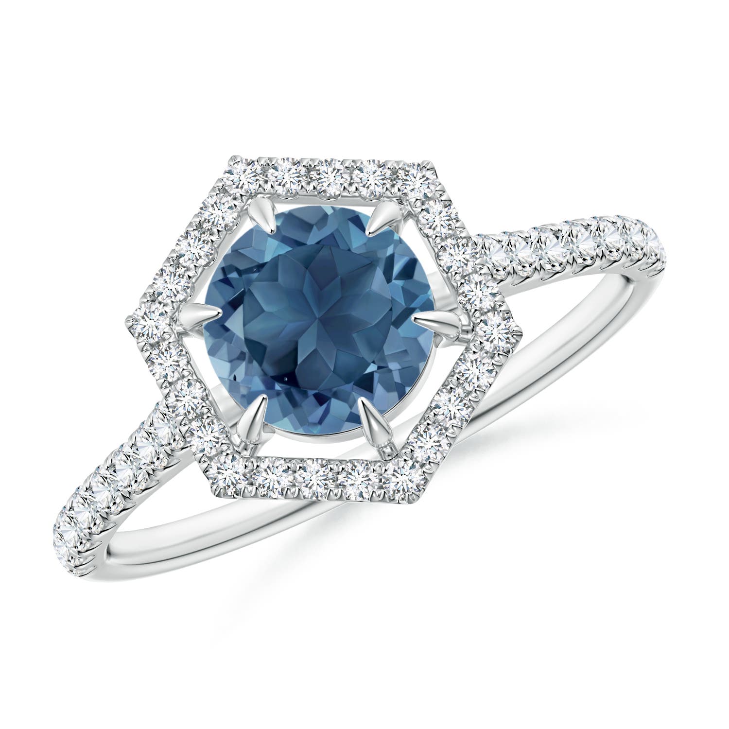 A - London Blue Topaz / 1.29 CT / 14 KT White Gold