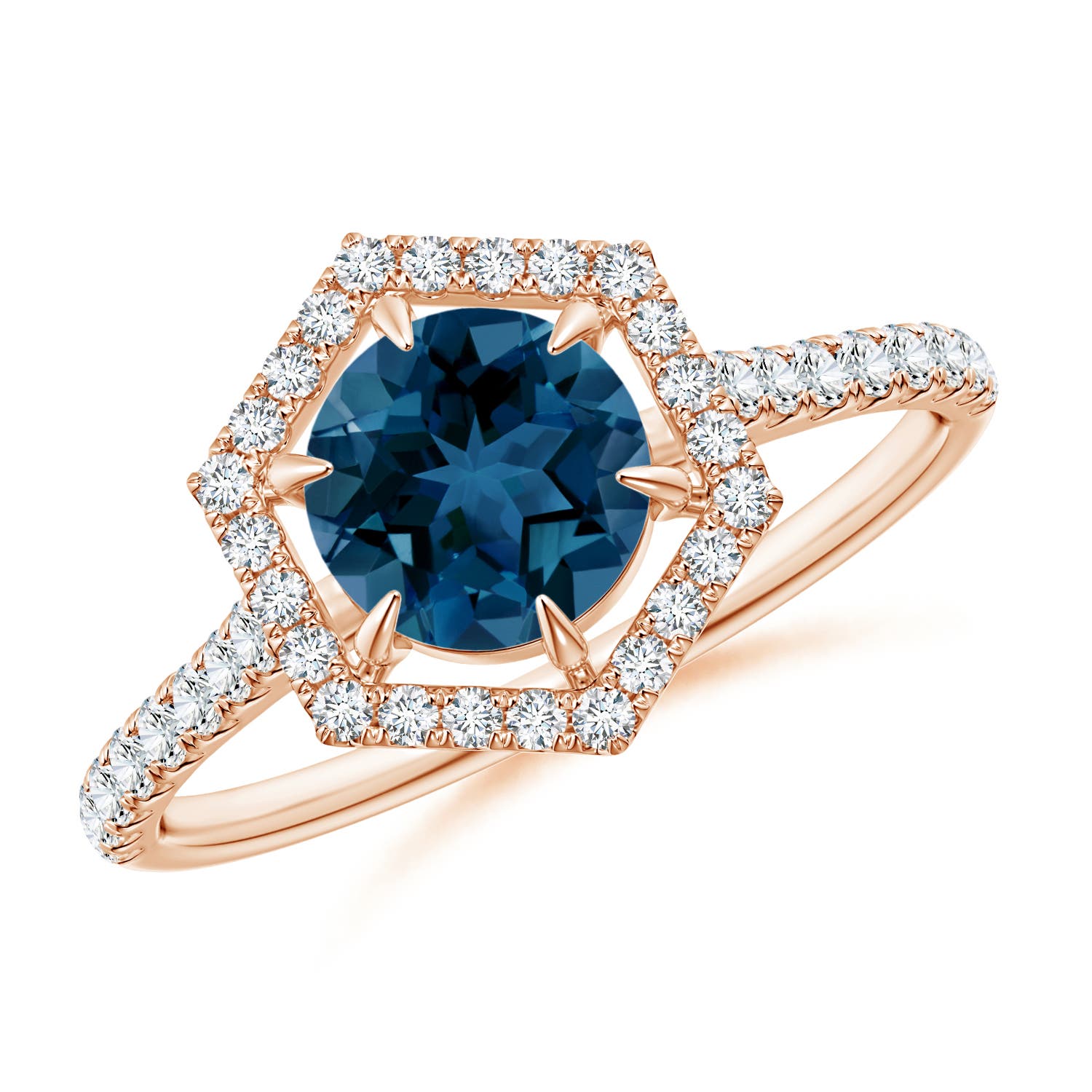 AAA - London Blue Topaz / 1.29 CT / 14 KT Rose Gold