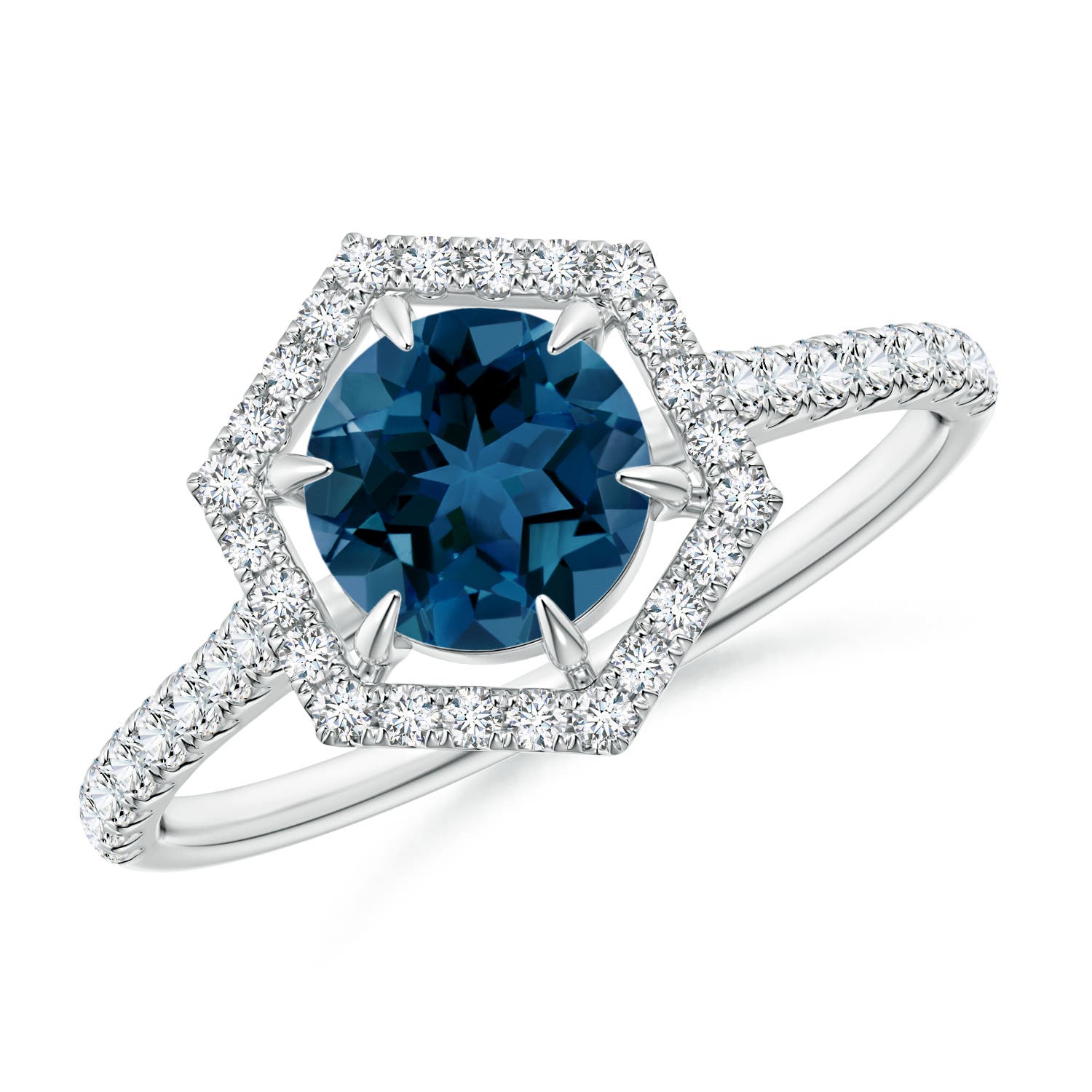 AAA - London Blue Topaz / 1.29 CT / 14 KT White Gold