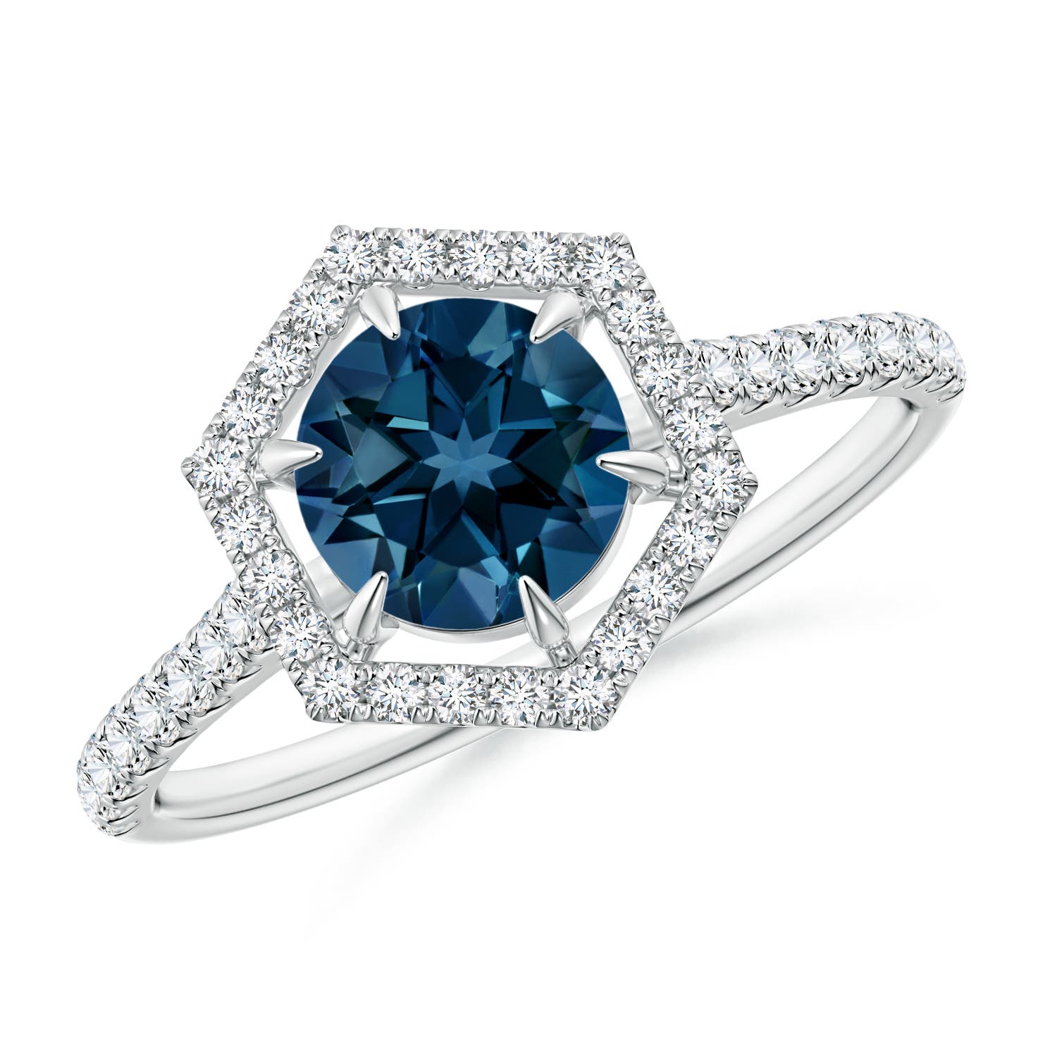 AAAA - London Blue Topaz / 1.29 CT / 14 KT White Gold