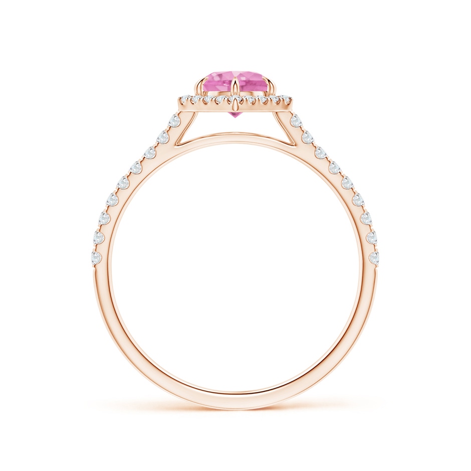 5mm A Round Pink Sapphire Ring with Hexagonal Diamond Halo in 18K Rose Gold side 199