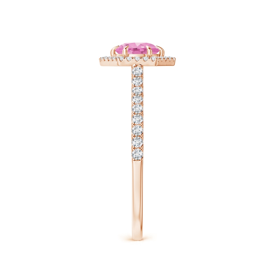 5mm A Round Pink Sapphire Ring with Hexagonal Diamond Halo in 18K Rose Gold side 299