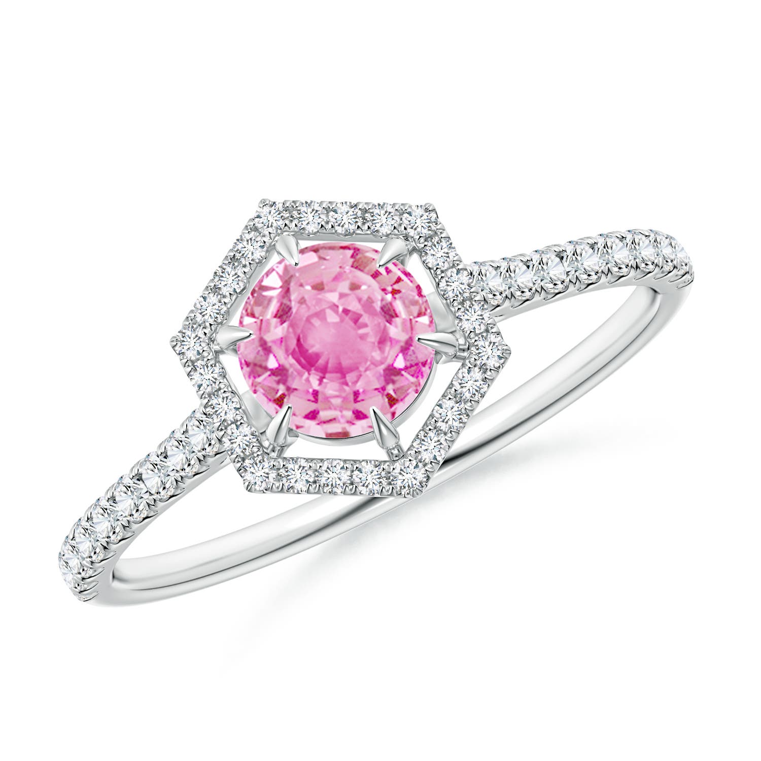 A - Pink Sapphire / 0.85 CT / 14 KT White Gold