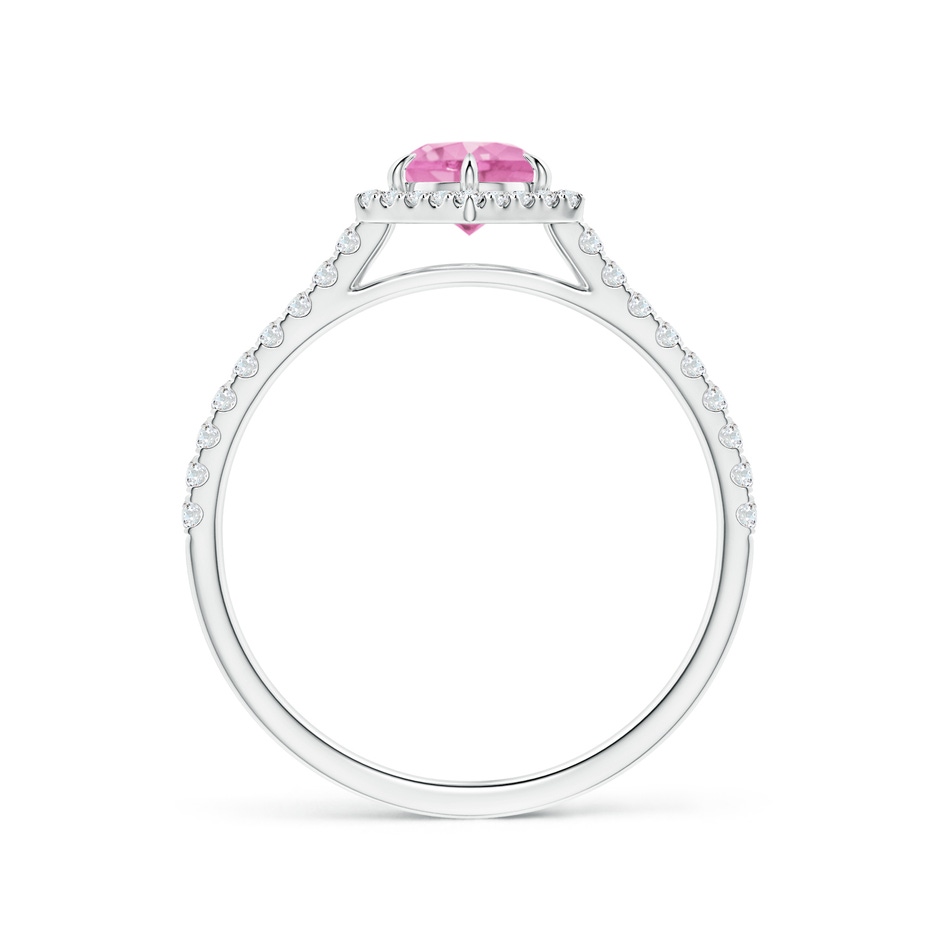 5mm A Round Pink Sapphire Ring with Hexagonal Diamond Halo in White Gold side 199