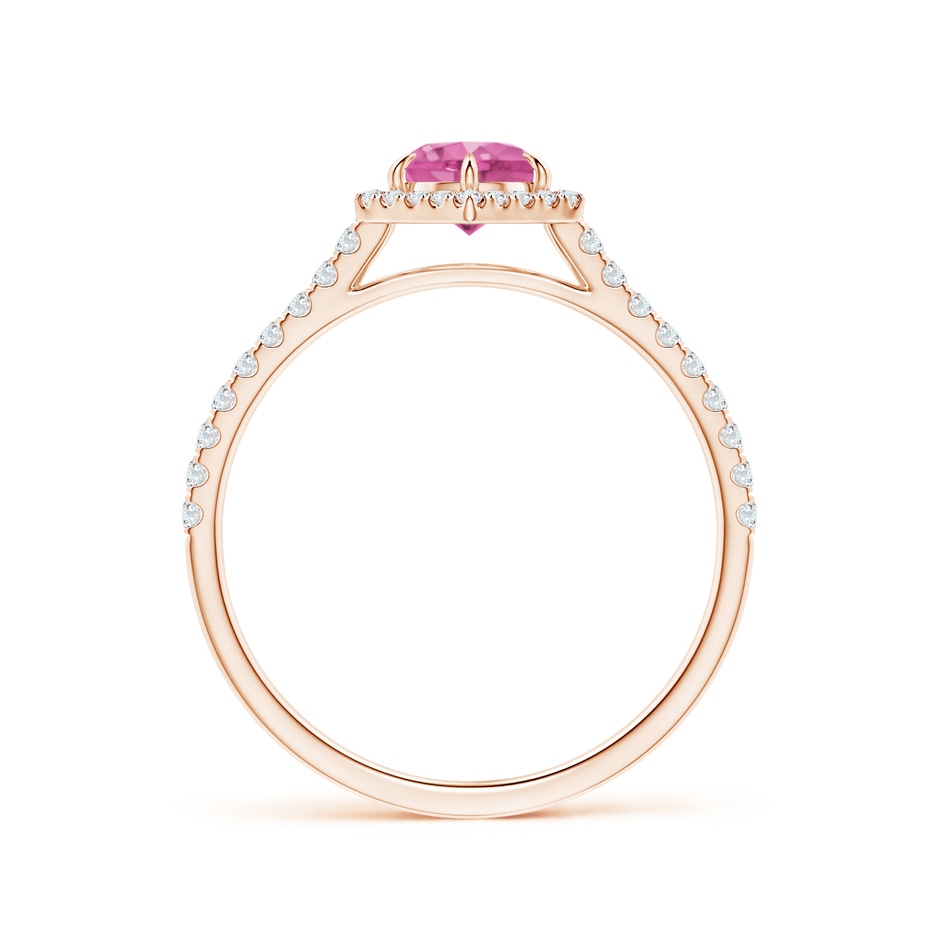 5mm AAA Round Pink Sapphire Ring with Hexagonal Diamond Halo in 18K Rose Gold side 199