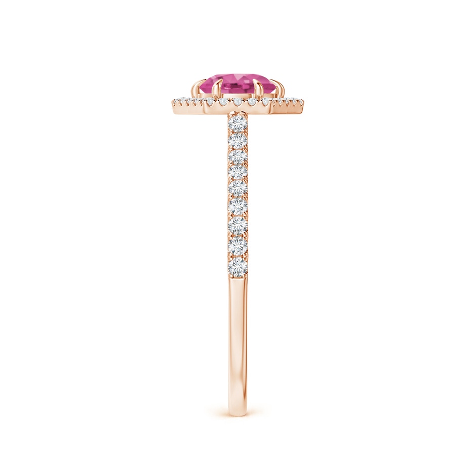 5mm AAAA Round Pink Sapphire Ring with Hexagonal Diamond Halo in Rose Gold side 299