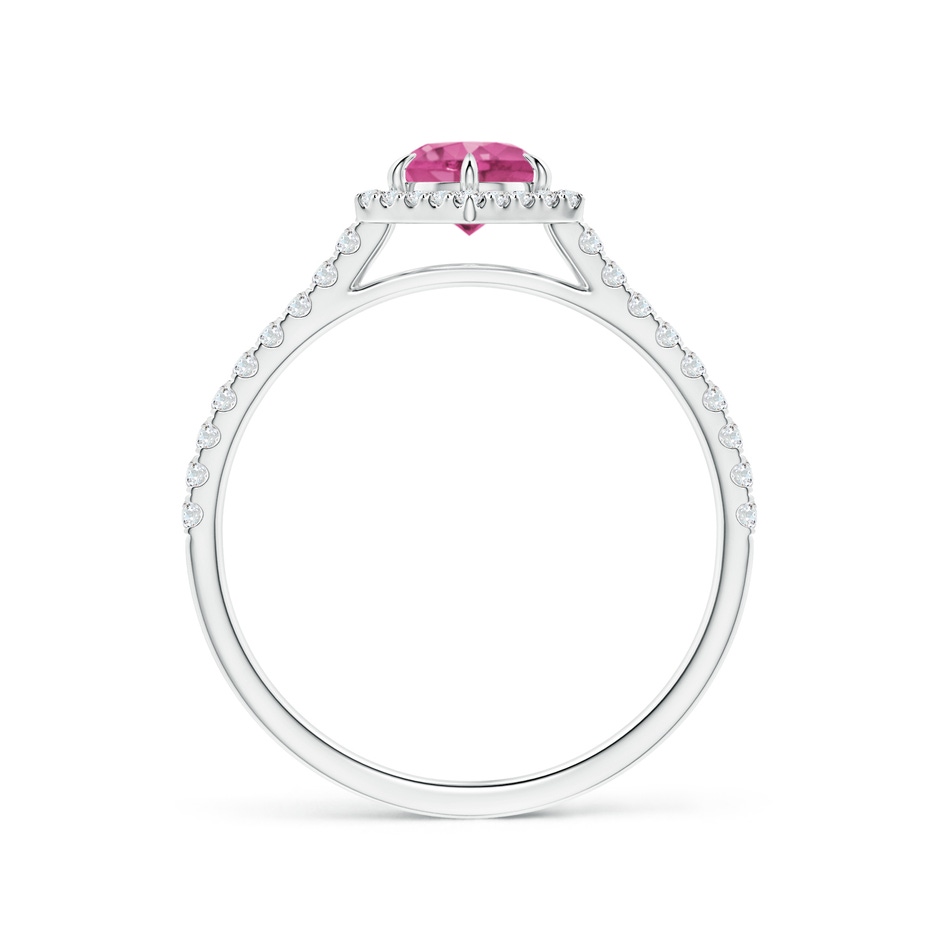 5mm AAAA Round Pink Sapphire Ring with Hexagonal Diamond Halo in White Gold side 199