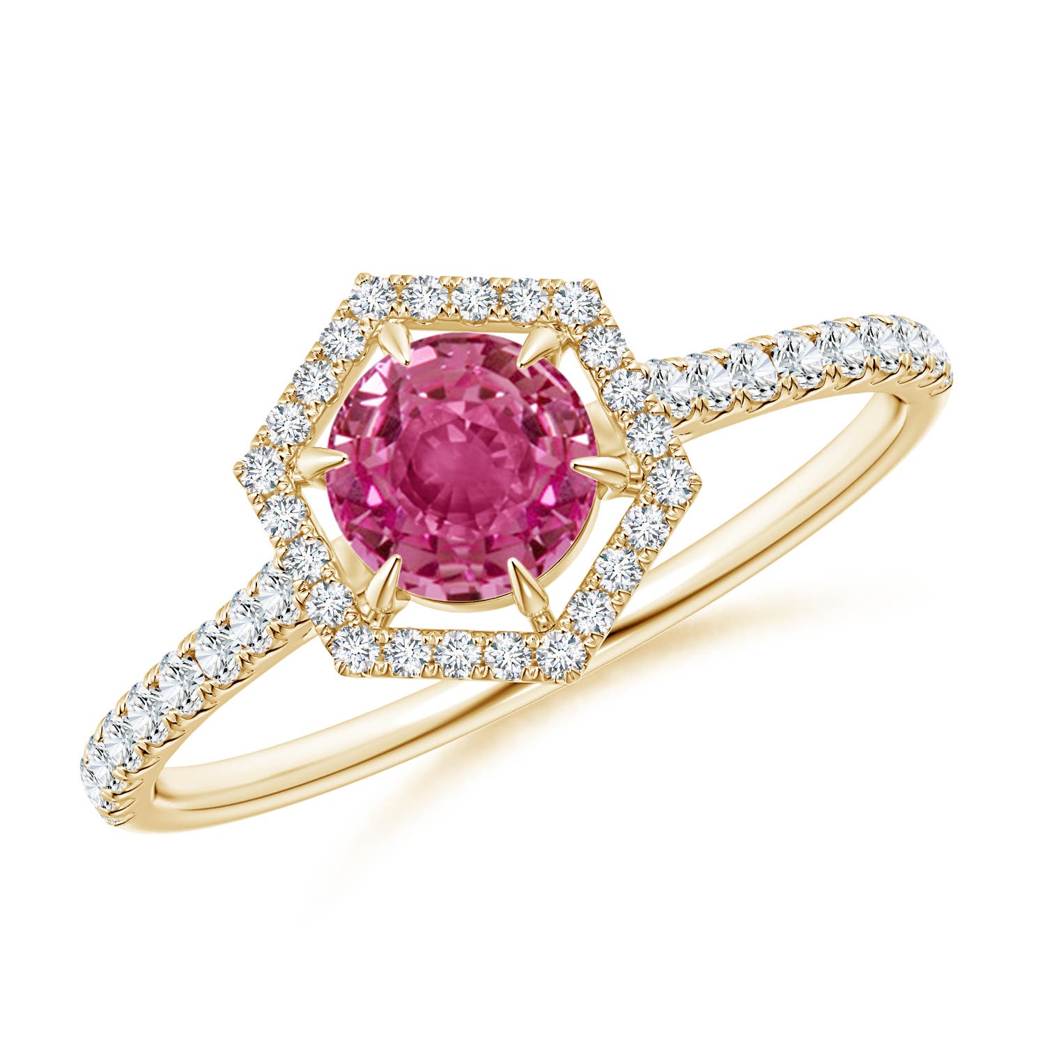 AAAA - Pink Sapphire / 0.85 CT / 14 KT Yellow Gold