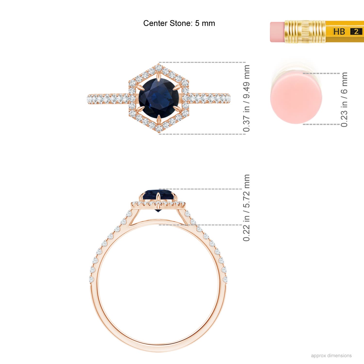 A - Blue Sapphire / 0.85 CT / 14 KT Rose Gold