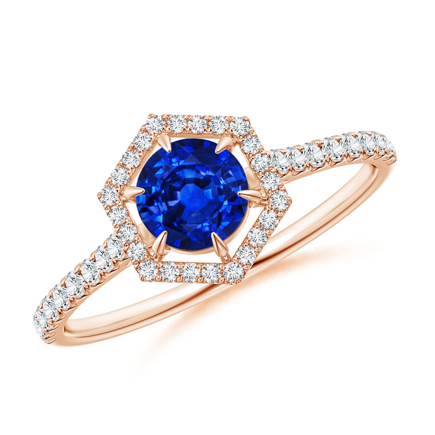 AAAA - Blue Sapphire / 0.85 CT / 14 KT Rose Gold