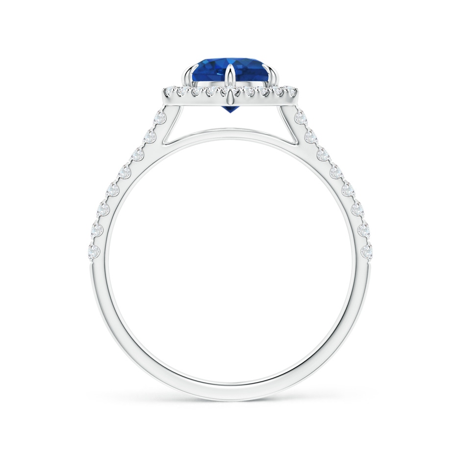 6mm AAA Round Sapphire Ring with Hexagonal Diamond Halo in White Gold side 1