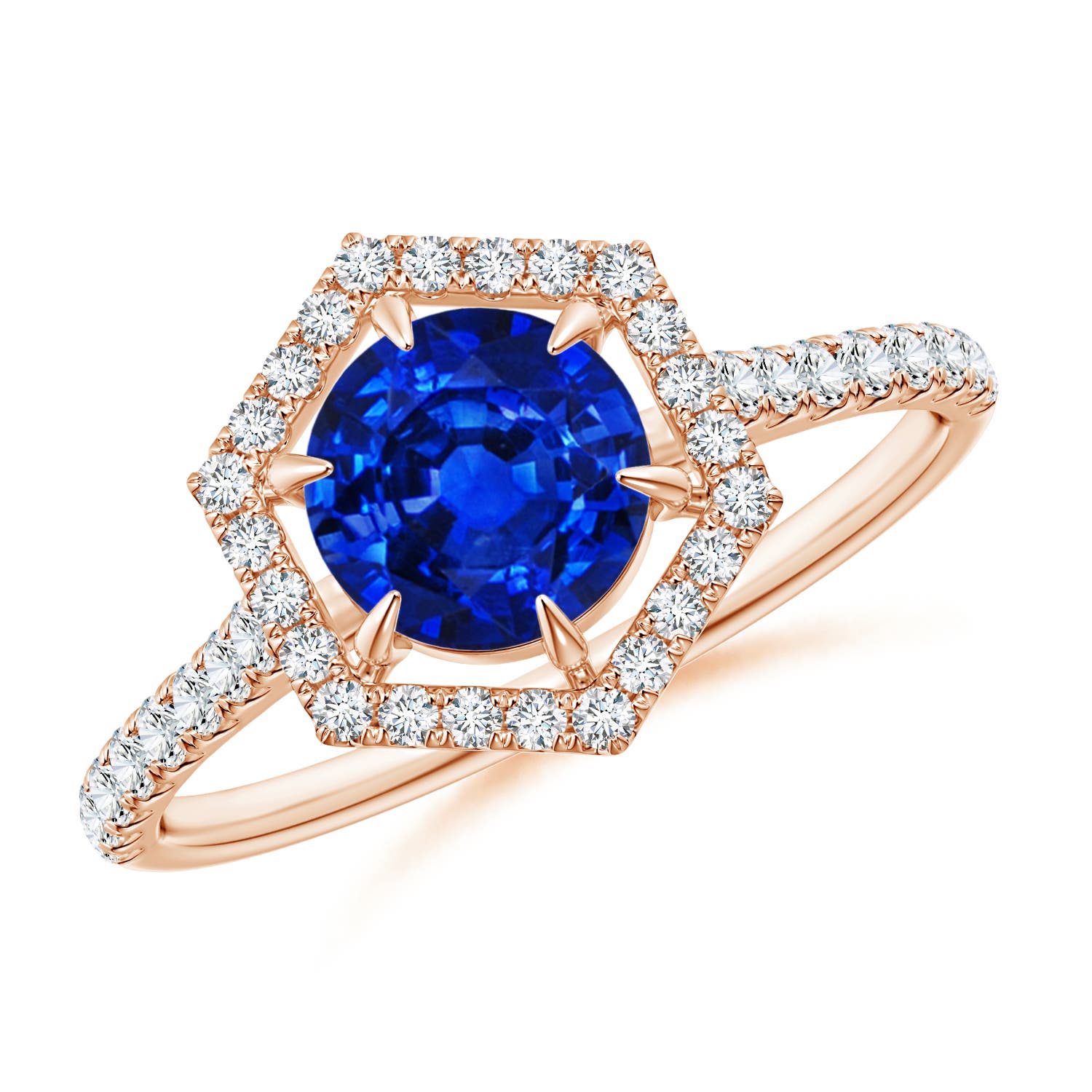 AAAA - Blue Sapphire / 1.34 CT / 14 KT Rose Gold