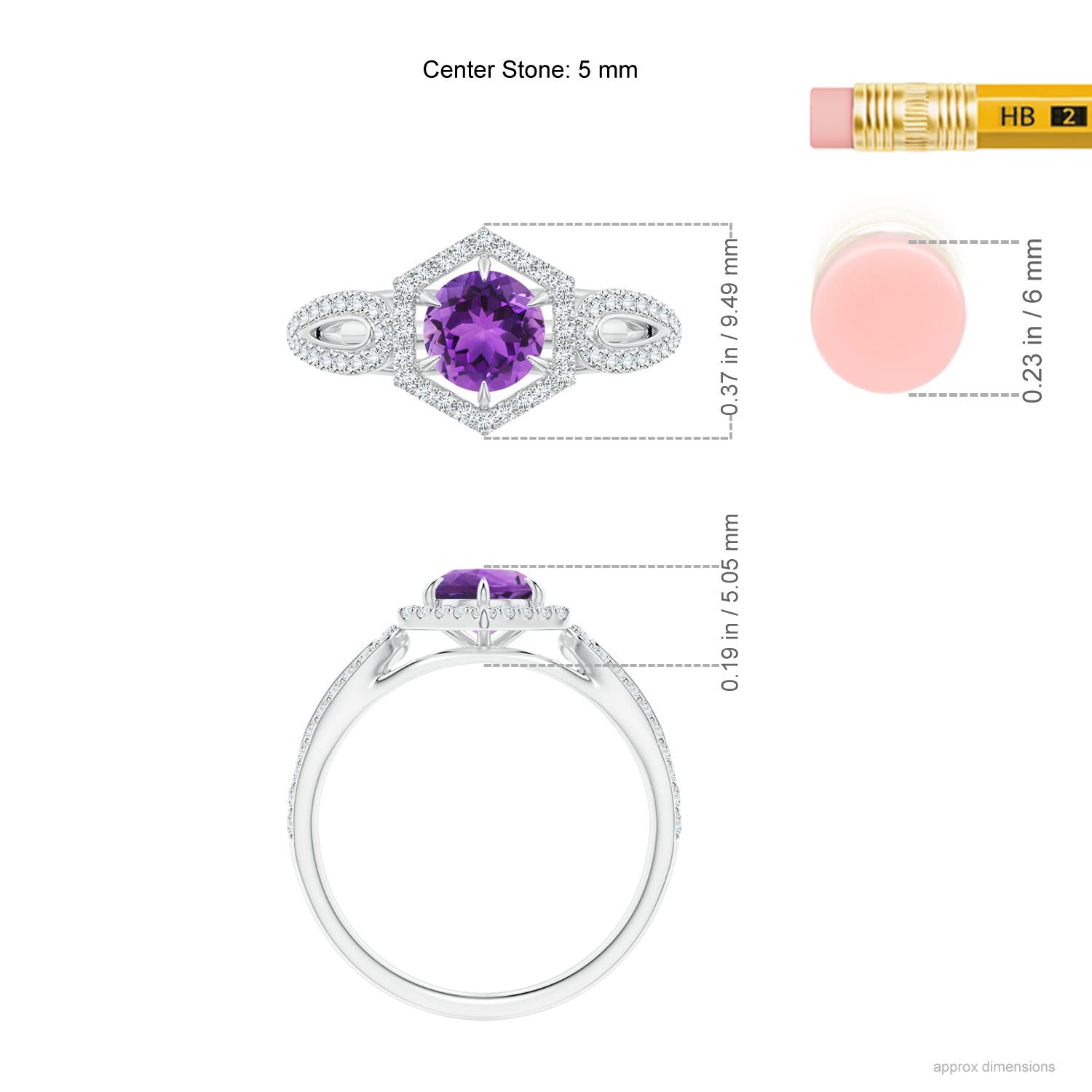 AAA - Amethyst / 0.78 CT / 14 KT White Gold