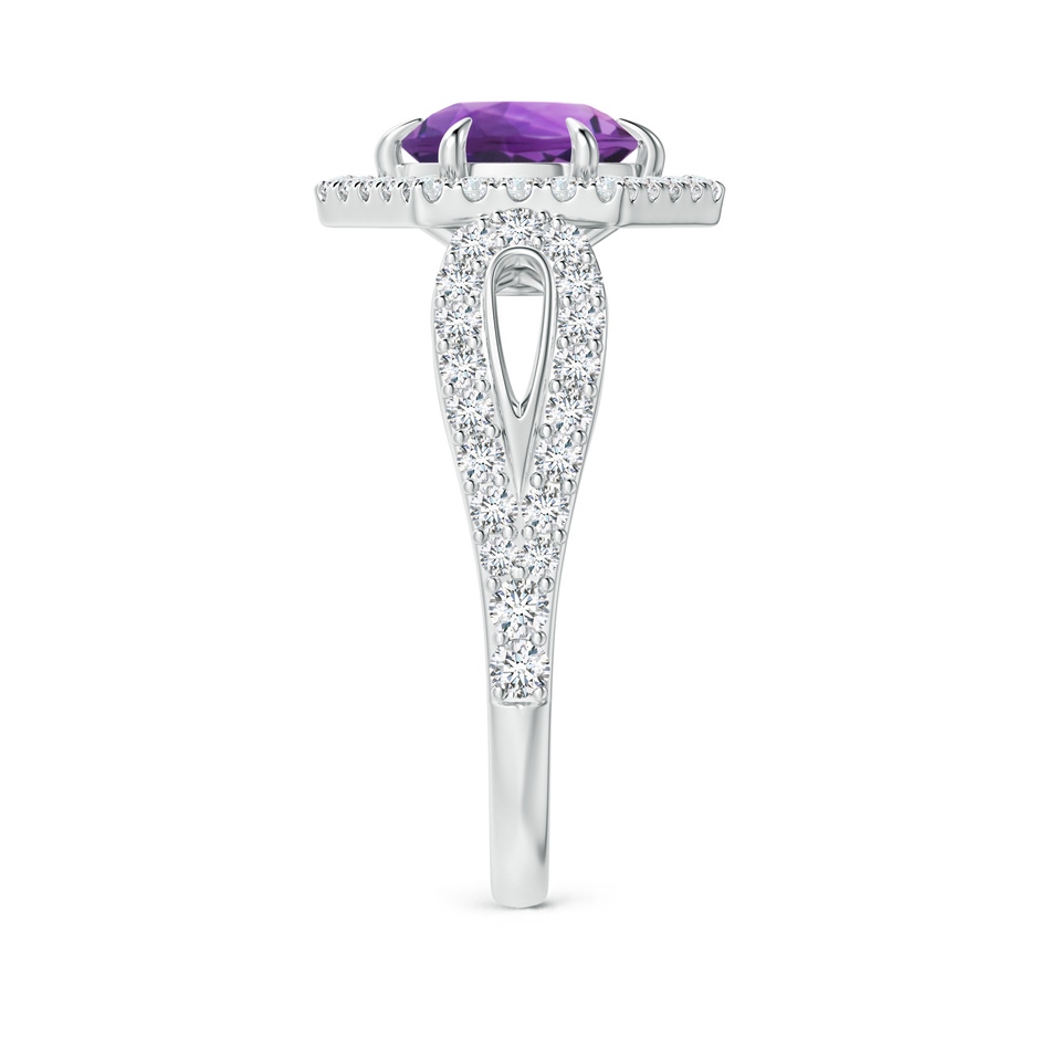 7mm AAA Amethyst Split Shank Ring with Diamond Hexagon Halo in White Gold side-2