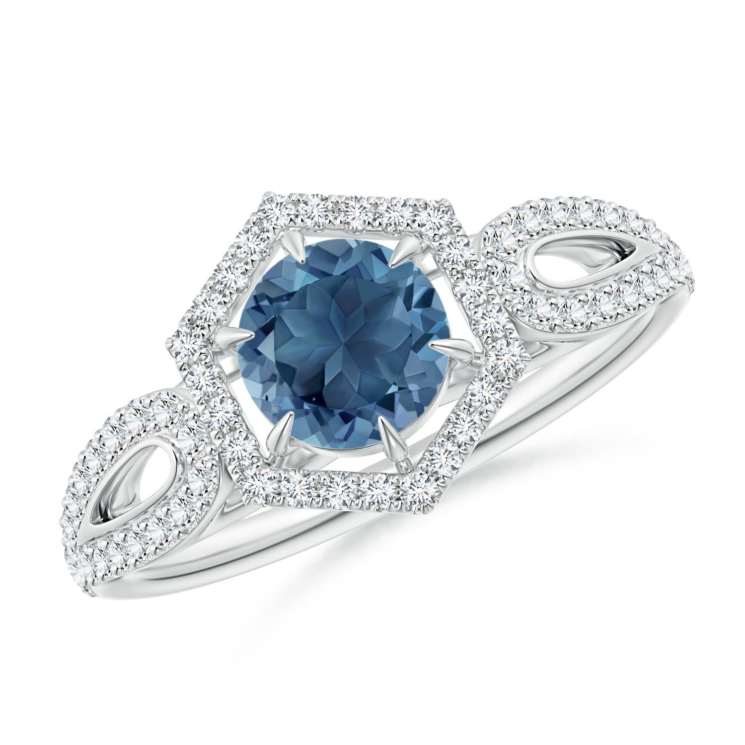 A - London Blue Topaz / 0.92 CT / 14 KT White Gold