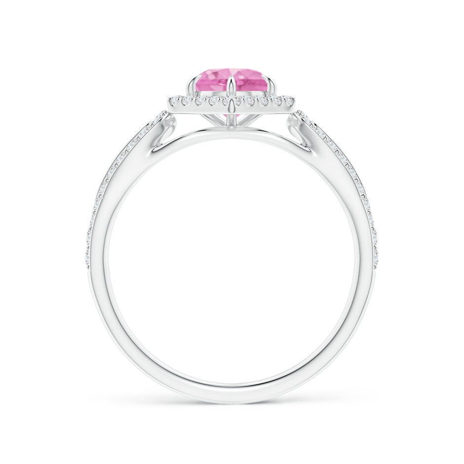5mm A Pink Sapphire Split Shank Ring with Diamond Hexagon Halo in White Gold side 199