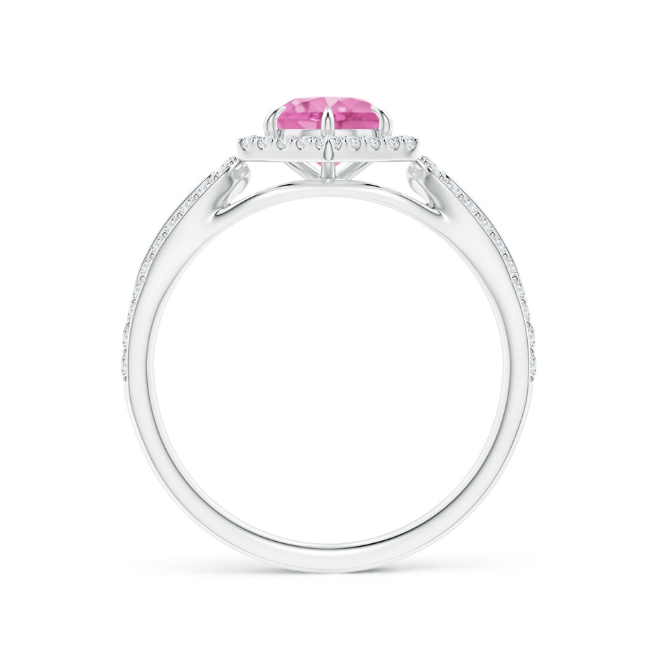 5mm AA Pink Sapphire Split Shank Ring with Diamond Hexagon Halo in P950 Platinum side 199