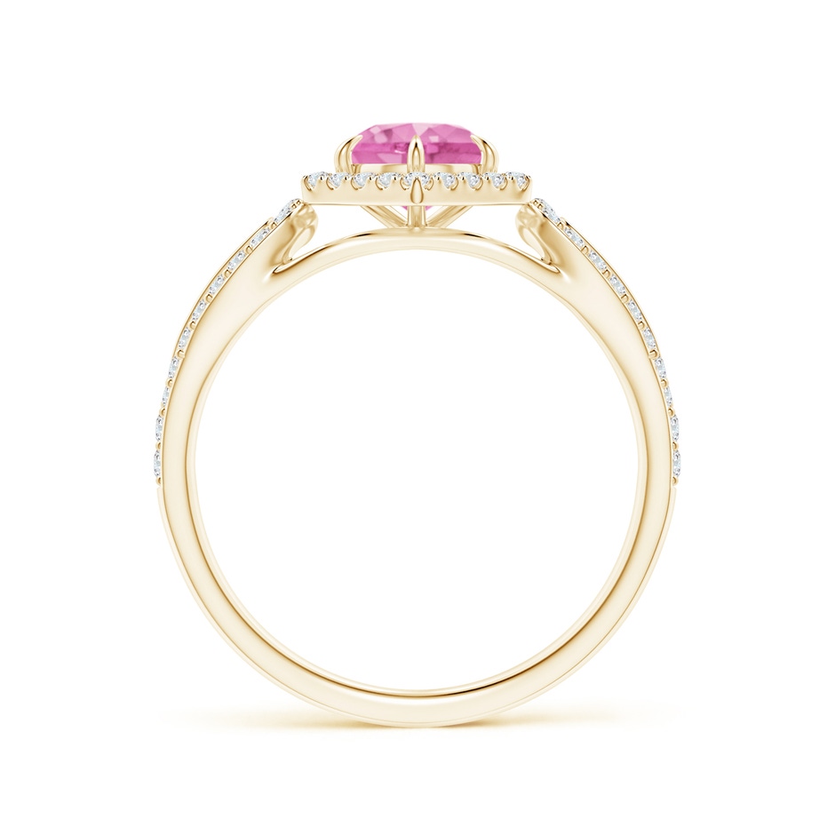 5mm AA Pink Sapphire Split Shank Ring with Diamond Hexagon Halo in Yellow Gold side 199