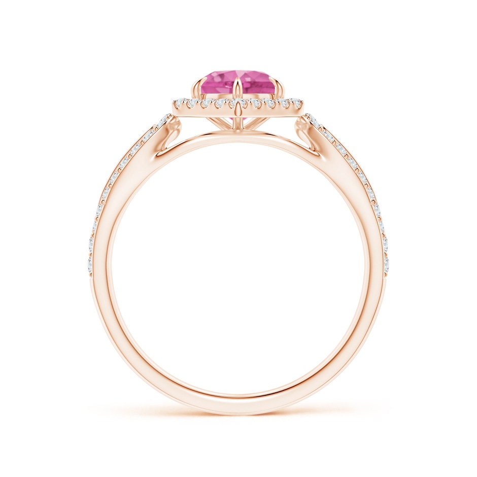 5mm AAA Pink Sapphire Split Shank Ring with Diamond Hexagon Halo in Rose Gold side 199