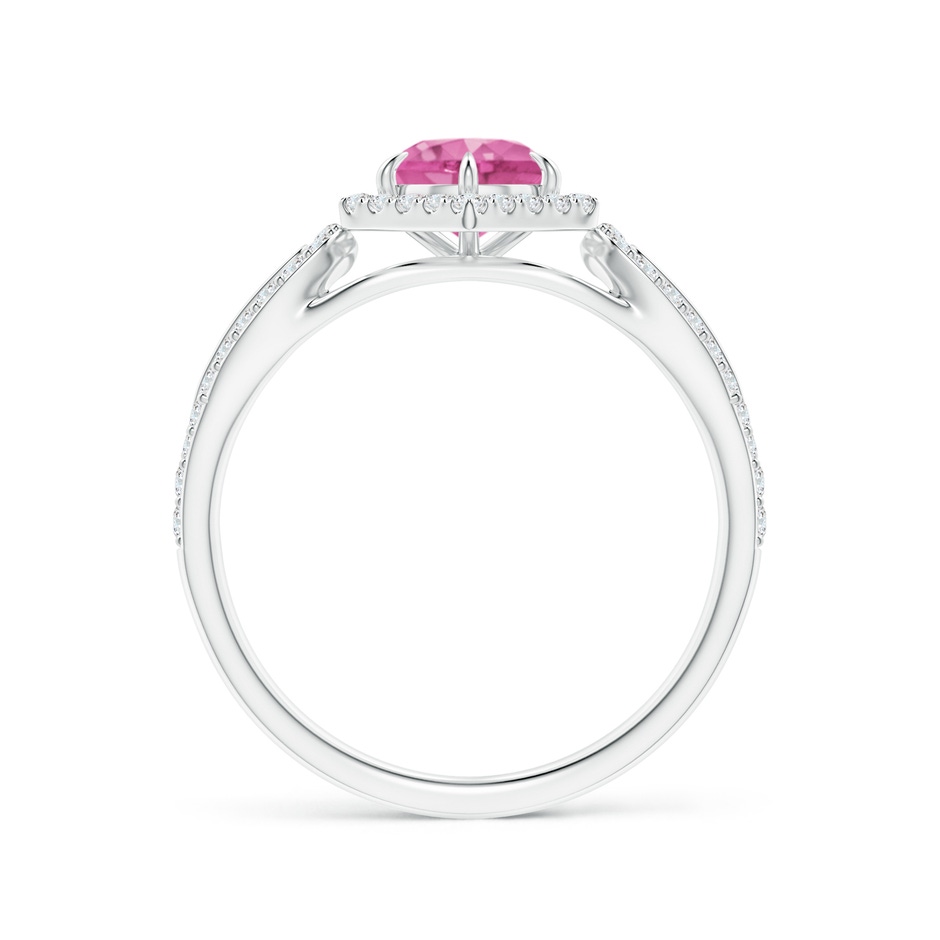 5mm AAA Pink Sapphire Split Shank Ring with Diamond Hexagon Halo in White Gold side 199