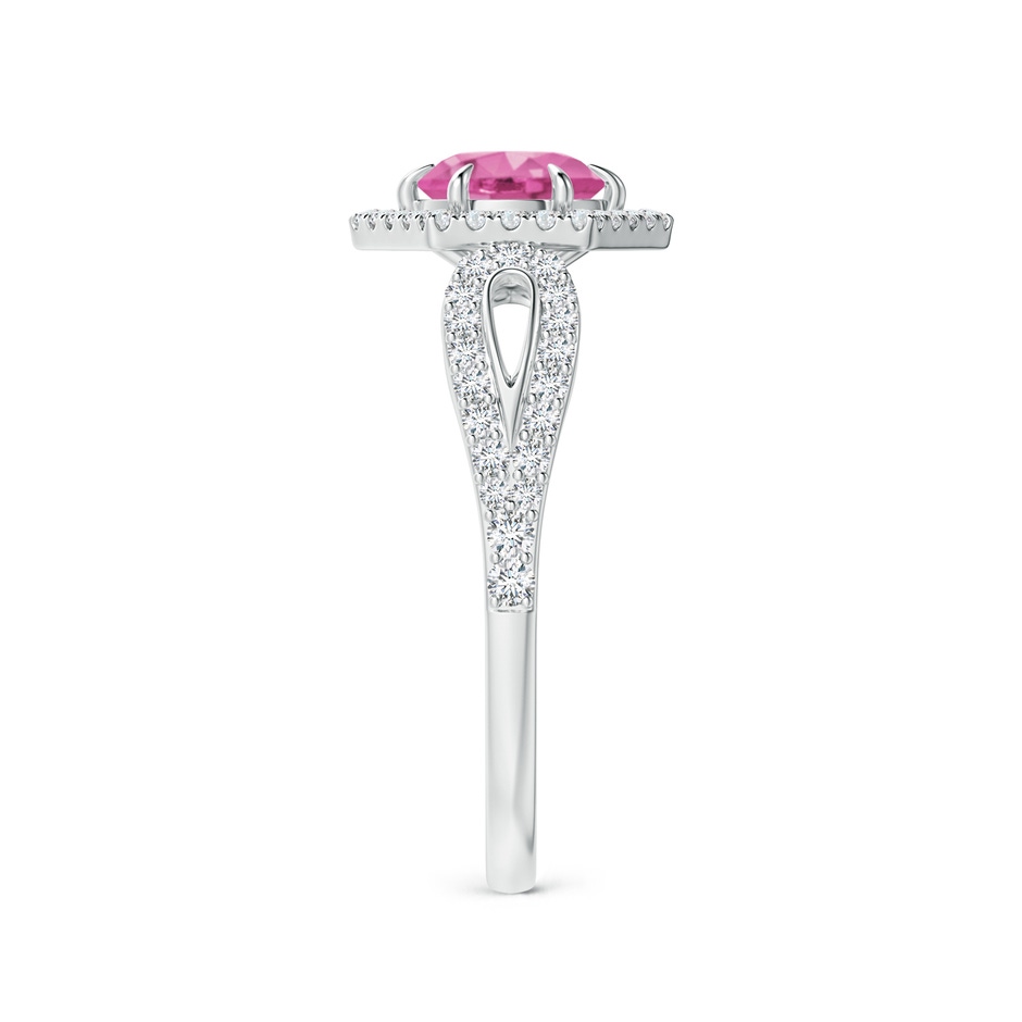 5mm AAA Pink Sapphire Split Shank Ring with Diamond Hexagon Halo in White Gold side 299