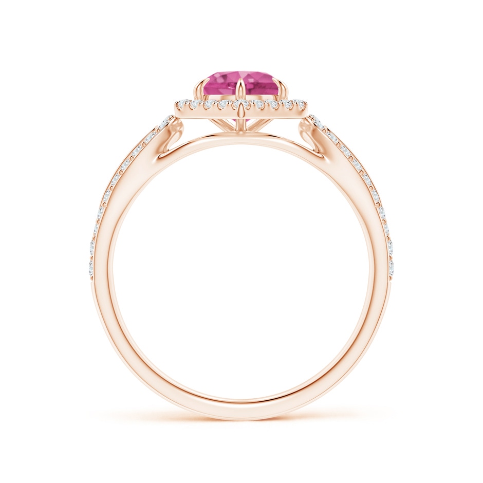 5mm AAAA Pink Sapphire Split Shank Ring with Diamond Hexagon Halo in 18K Rose Gold side 199