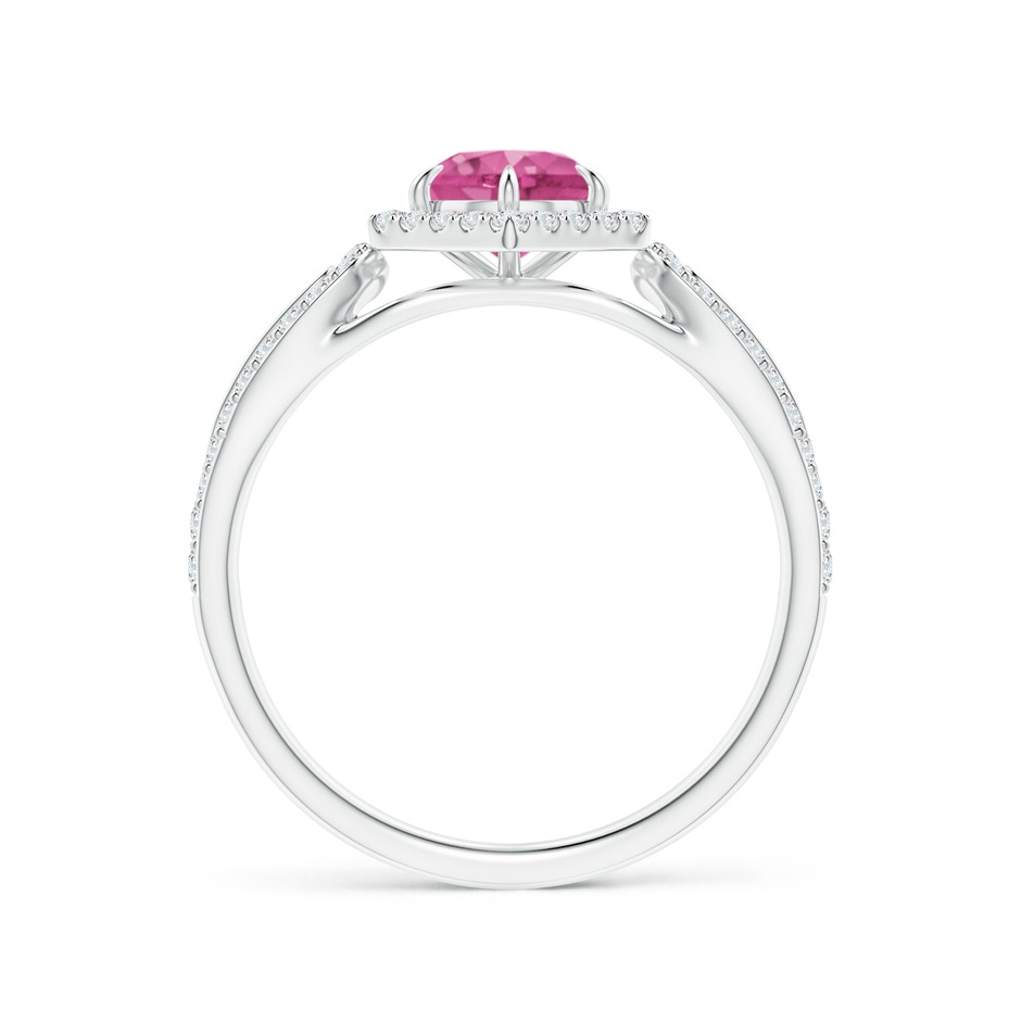5mm AAAA Pink Sapphire Split Shank Ring with Diamond Hexagon Halo in 18K White Gold side 199