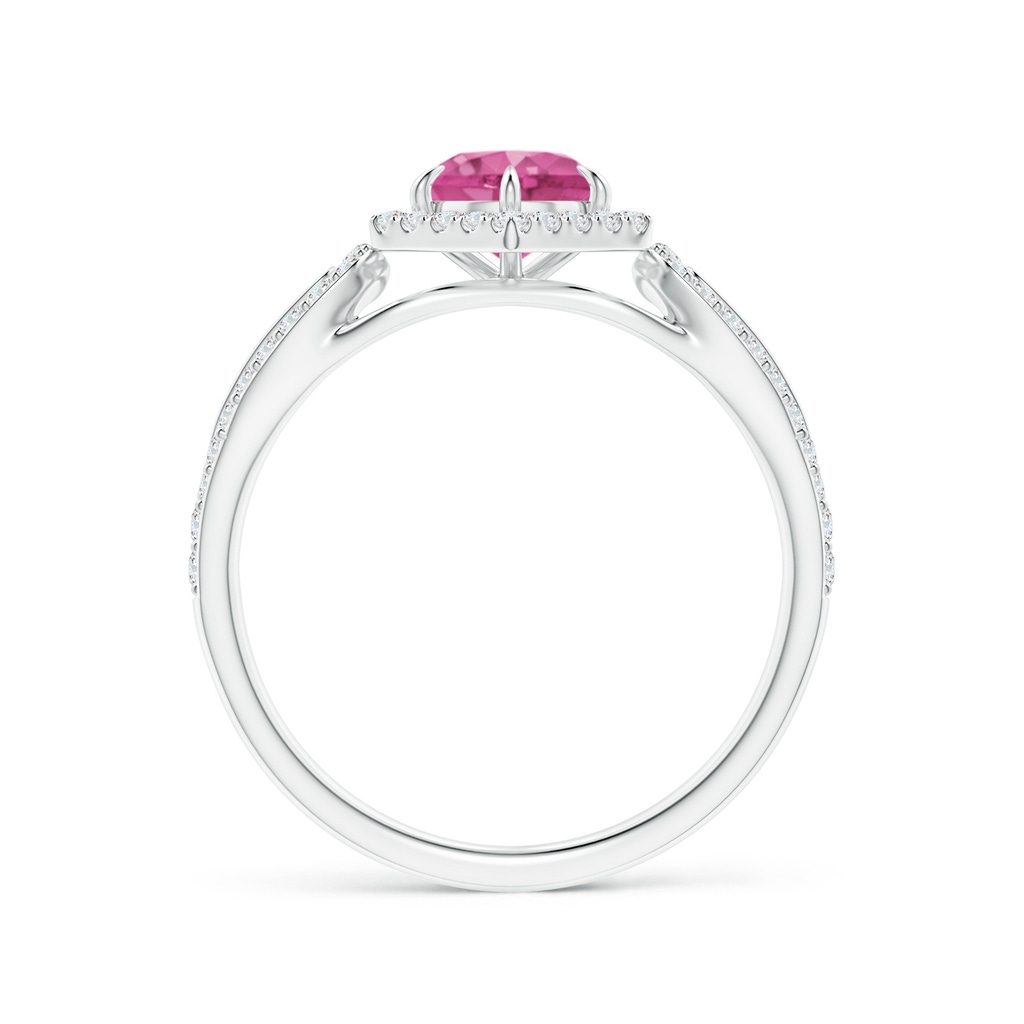 5mm AAAA Pink Sapphire Split Shank Ring with Diamond Hexagon Halo in P950 Platinum - side 199