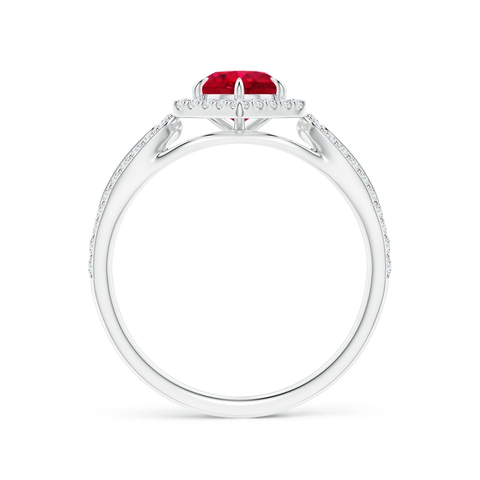 5mm AAA Ruby Split Shank Ring with Diamond Hexagon Halo in White Gold side-1