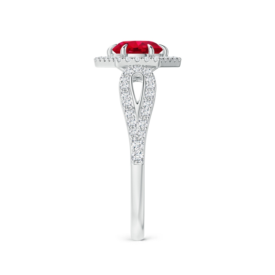 5mm AAA Ruby Split Shank Ring with Diamond Hexagon Halo in White Gold side-2