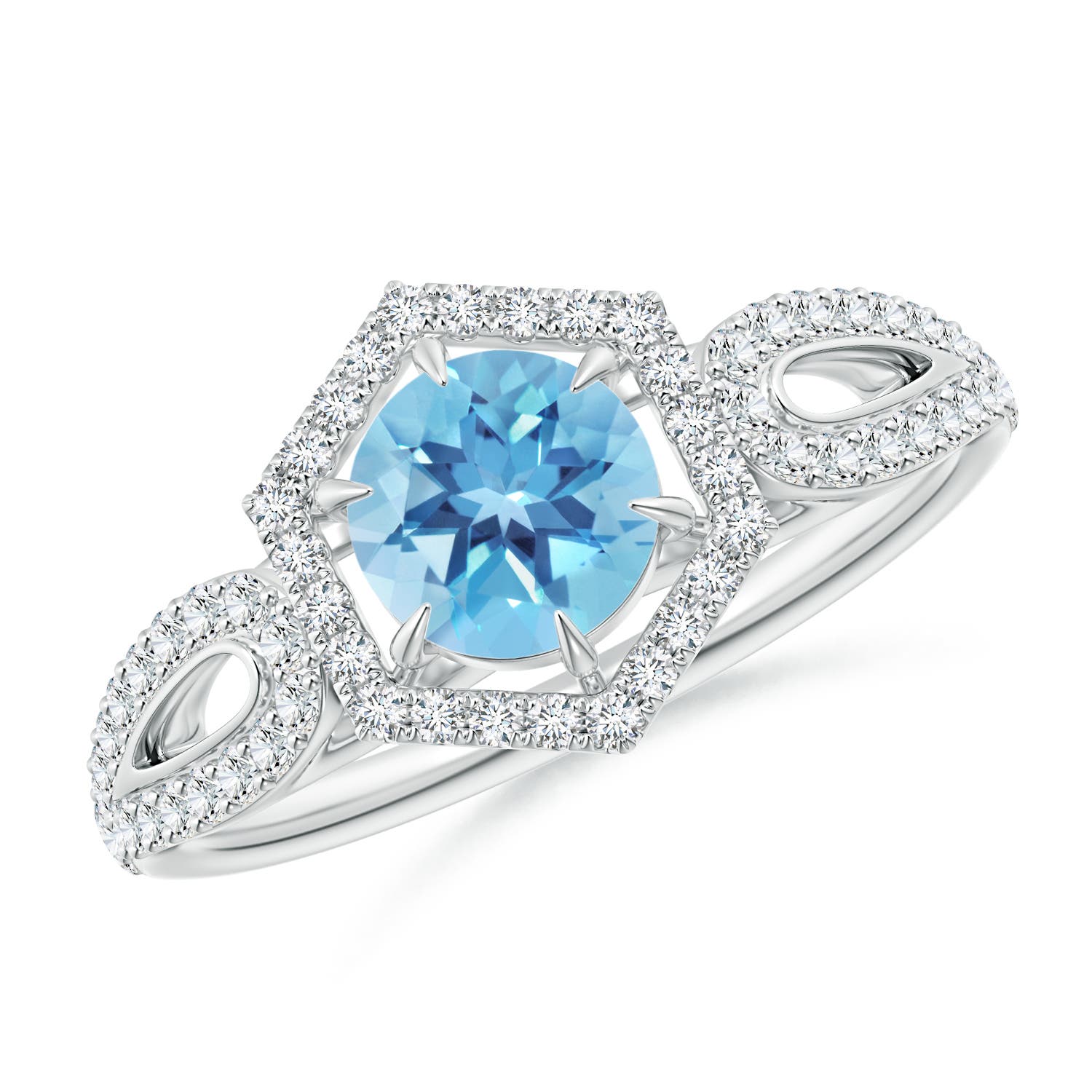 A - Swiss Blue Topaz / 0.92 CT / 14 KT White Gold