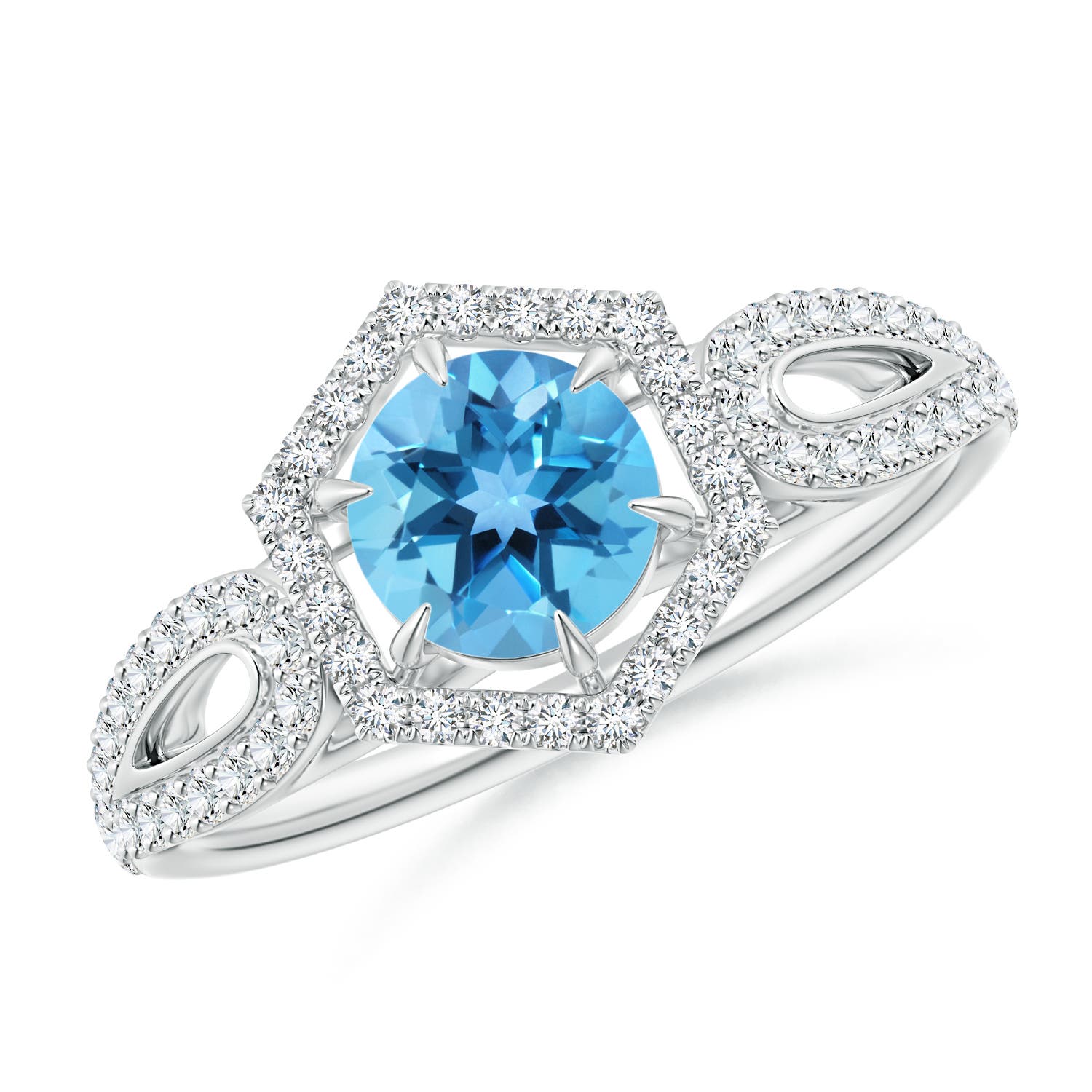 AA - Swiss Blue Topaz / 0.92 CT / 14 KT White Gold