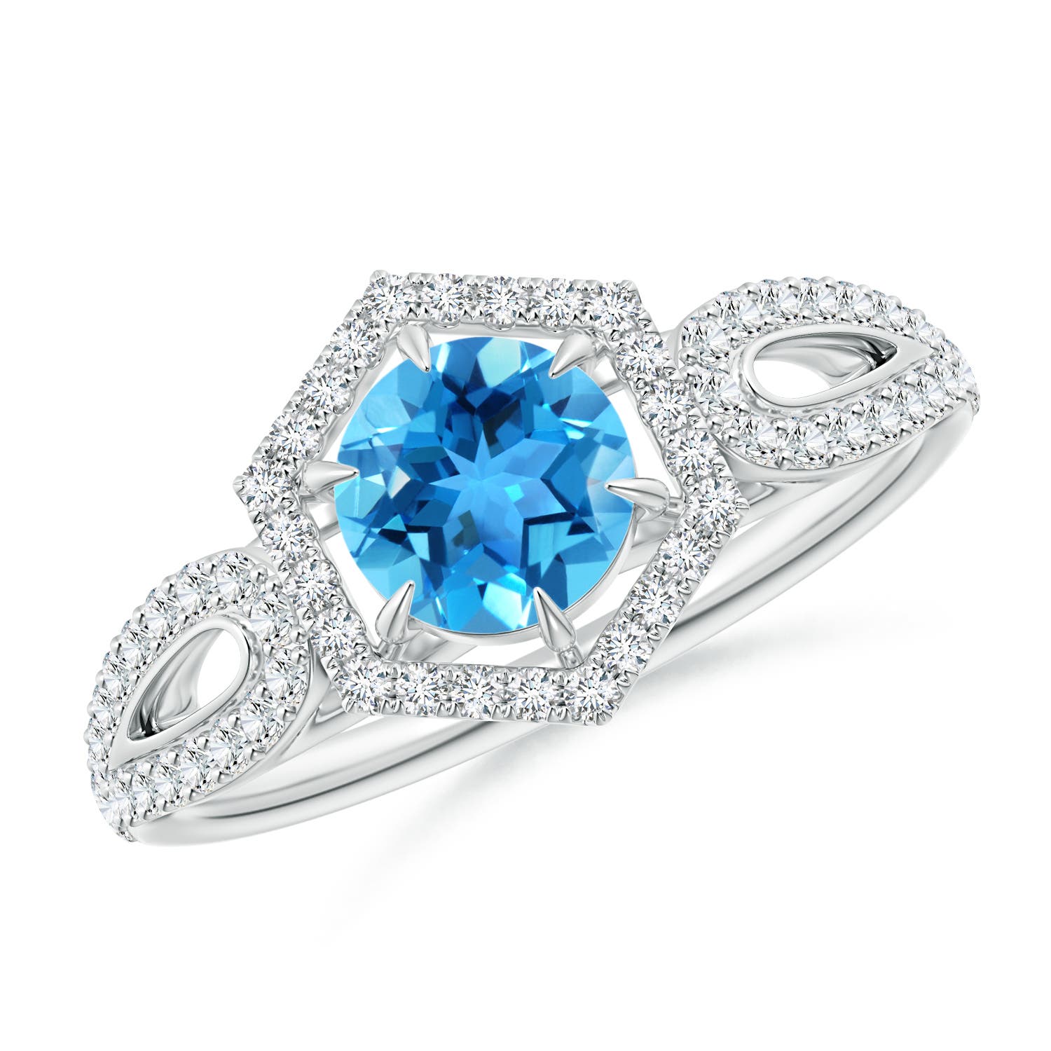 AAA - Swiss Blue Topaz / 0.92 CT / 14 KT White Gold