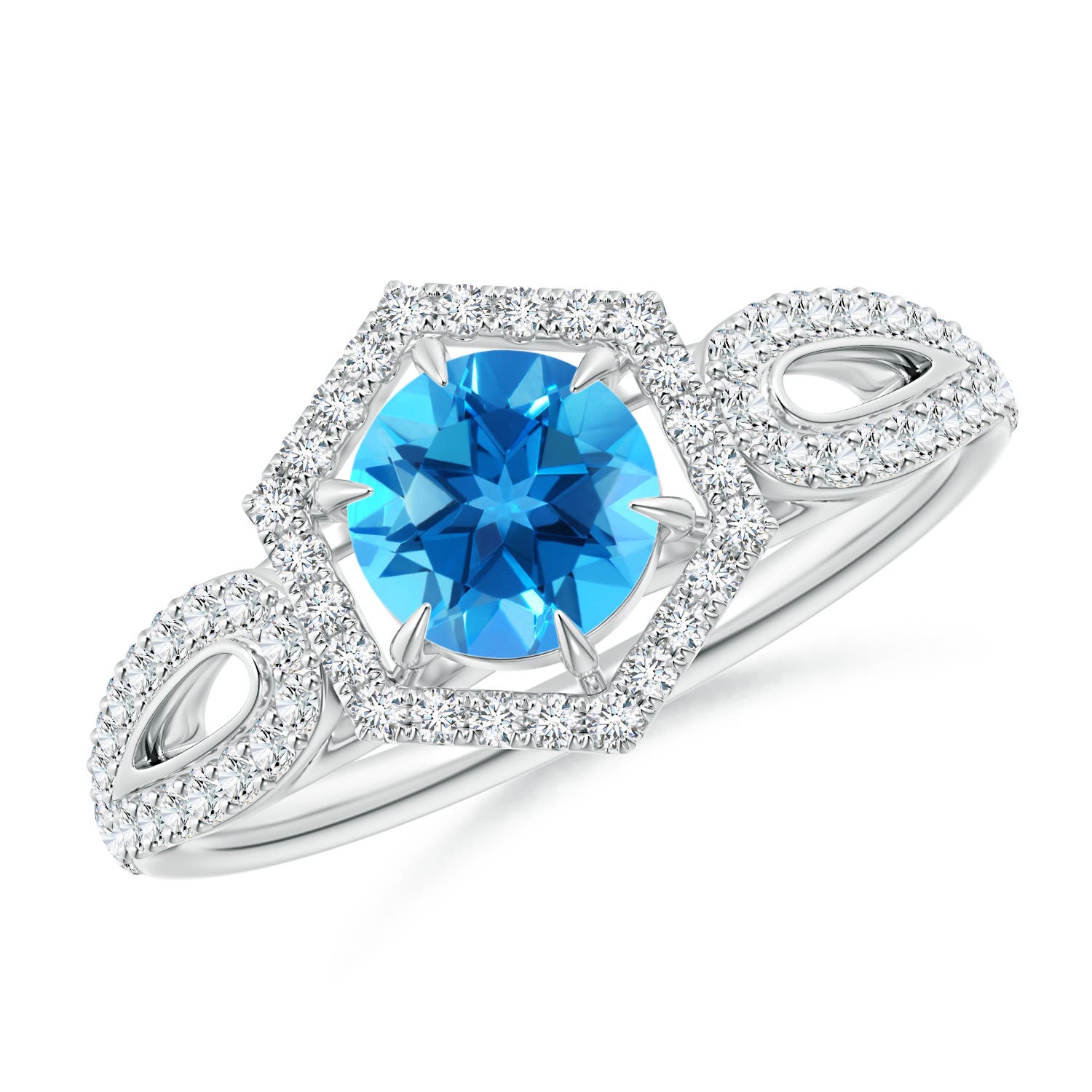 AAAA - Swiss Blue Topaz / 0.92 CT / 14 KT White Gold