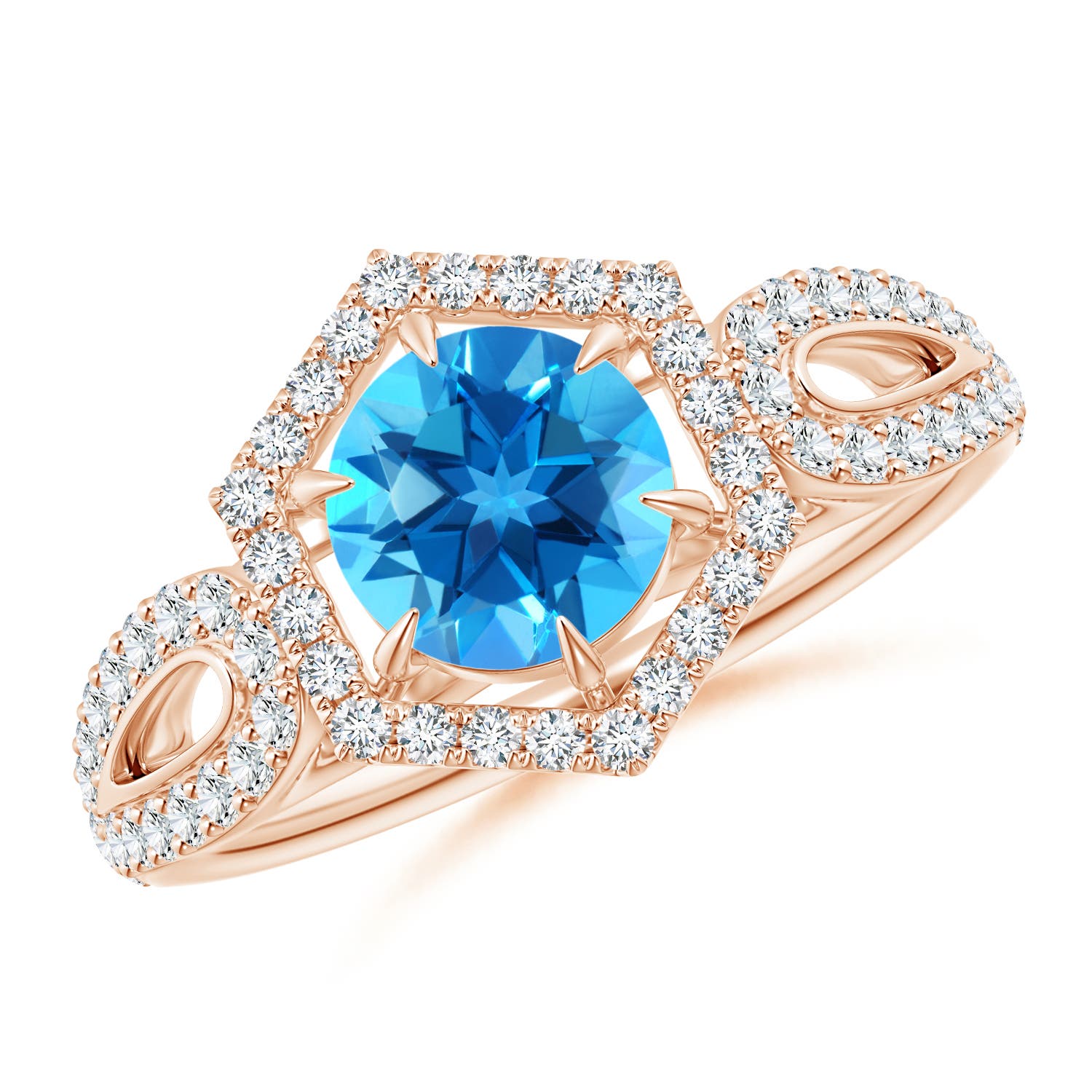 AAAA - Swiss Blue Topaz / 1.41 CT / 14 KT Rose Gold