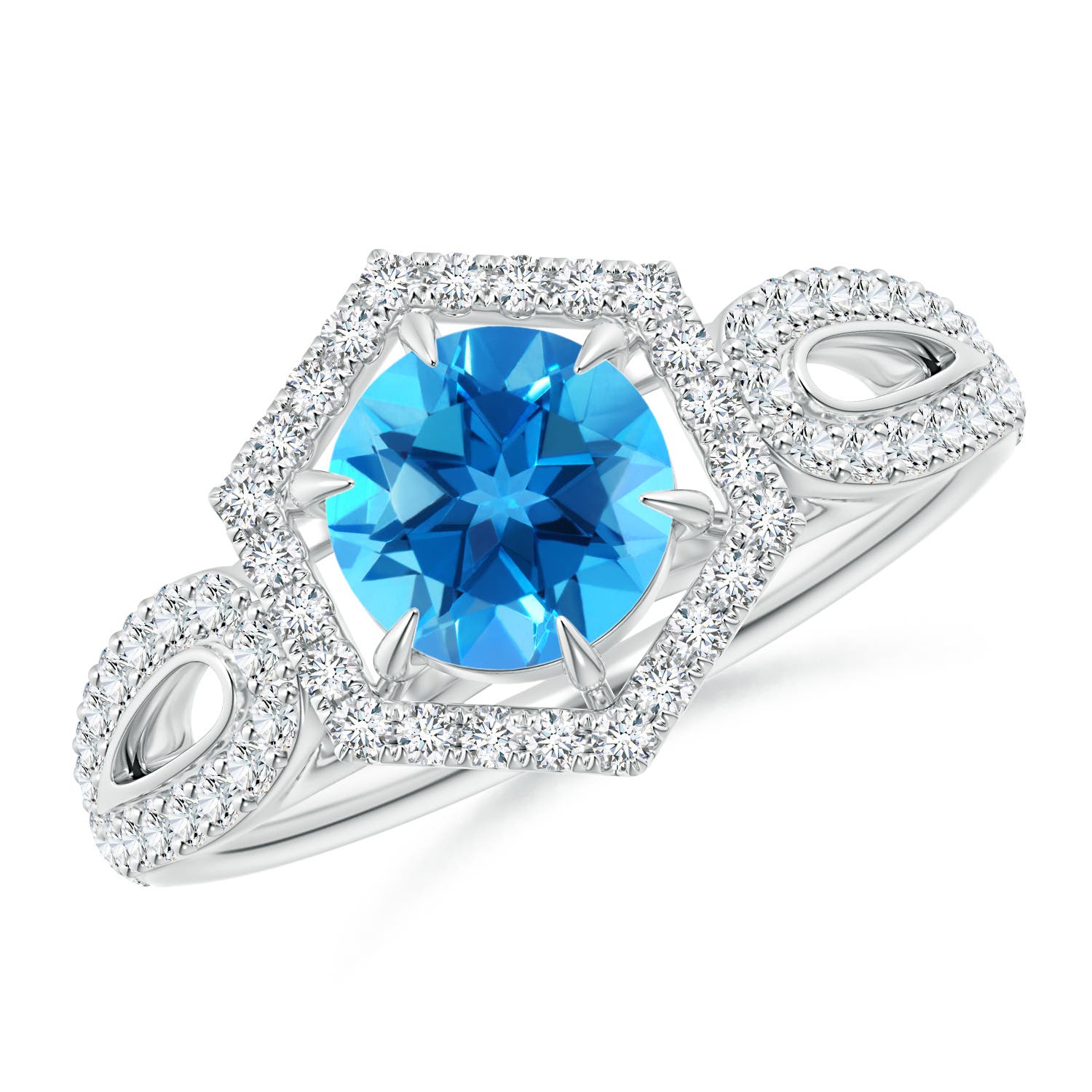 AAAA - Swiss Blue Topaz / 1.41 CT / 14 KT White Gold