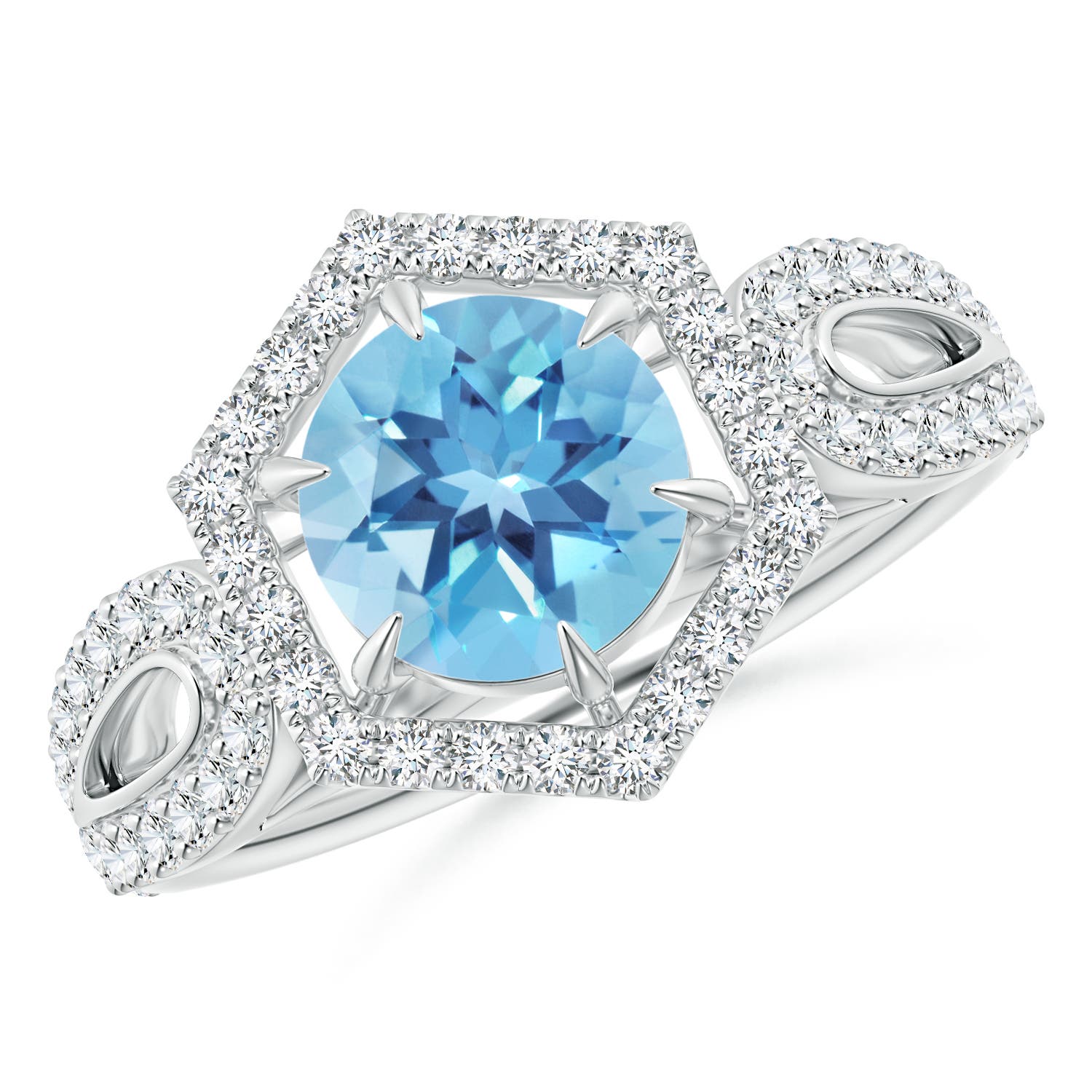 A - Swiss Blue Topaz / 2.15 CT / 14 KT White Gold